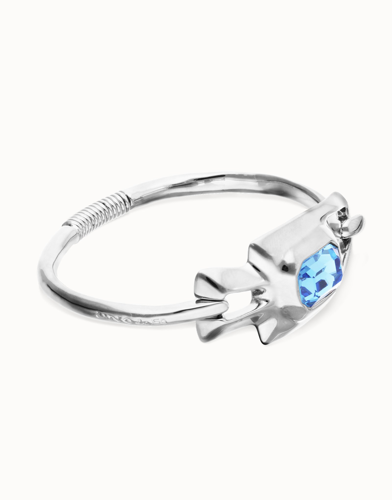 Pulsera semirr&iacute;gida ba&ntilde;ada en plata de ley con cristal facetado azul
