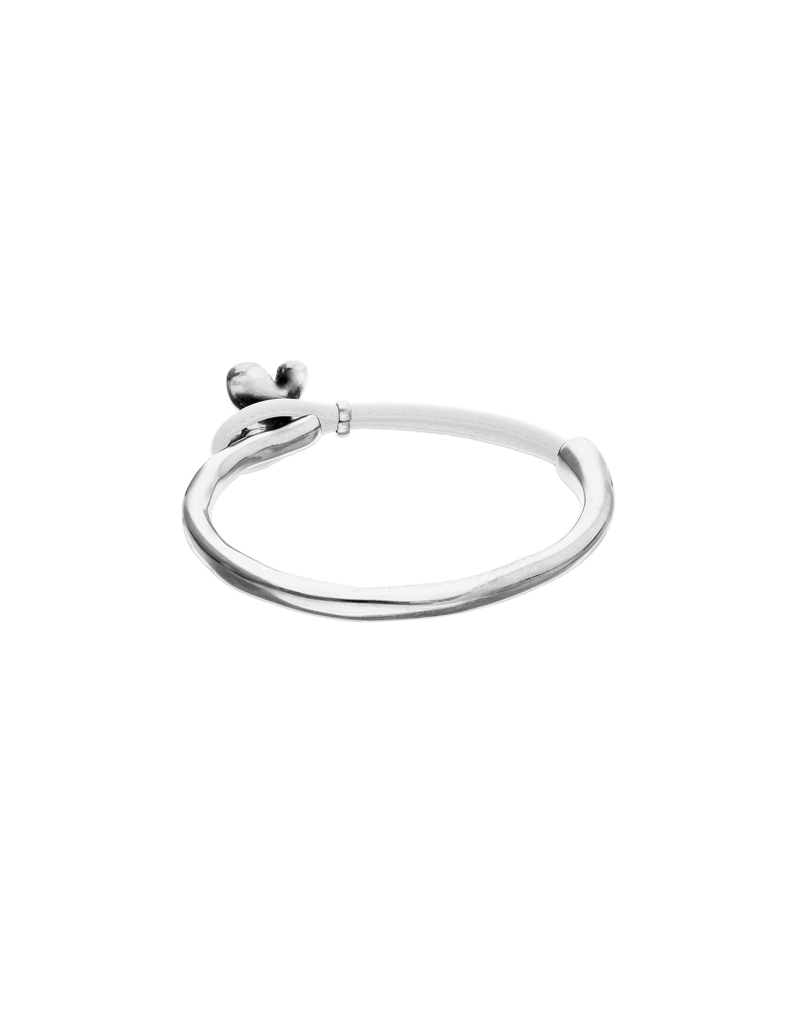 White leather bracelet with butterfly ornament