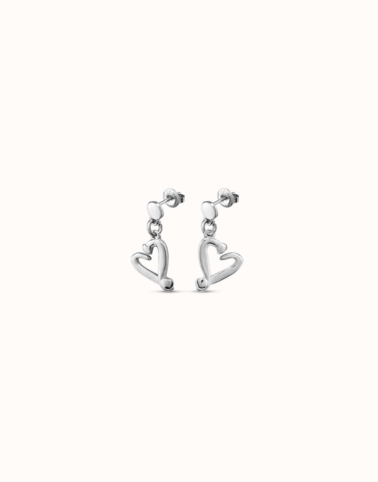 Boucles d’oreilles plaquées argent en forme de cœur clouté, Argent, large image number null