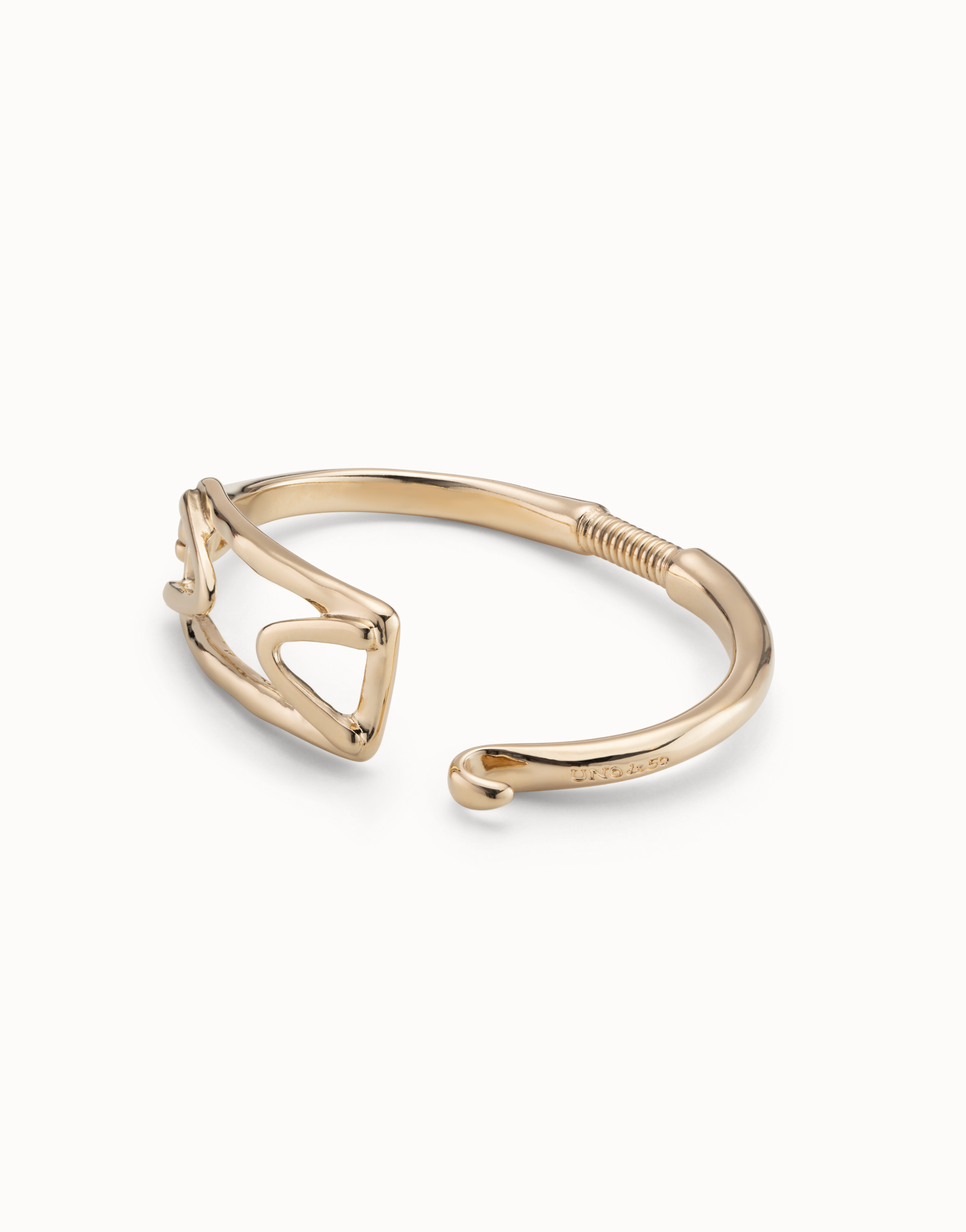 18K gold-plated rigid bracelet with rectangular central link, Golden, large image number null