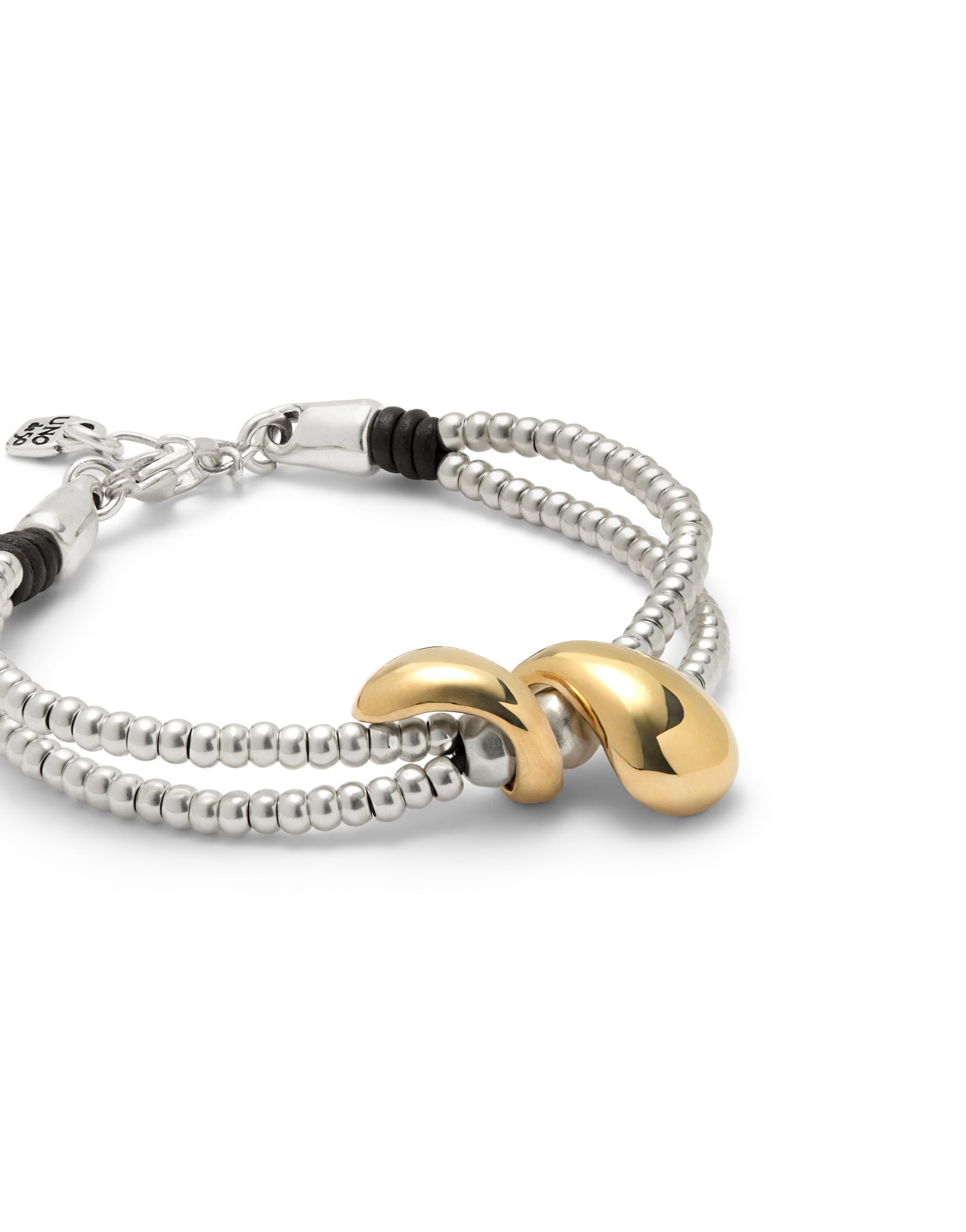 Double-strand bracelet with lobster clasp and two drops