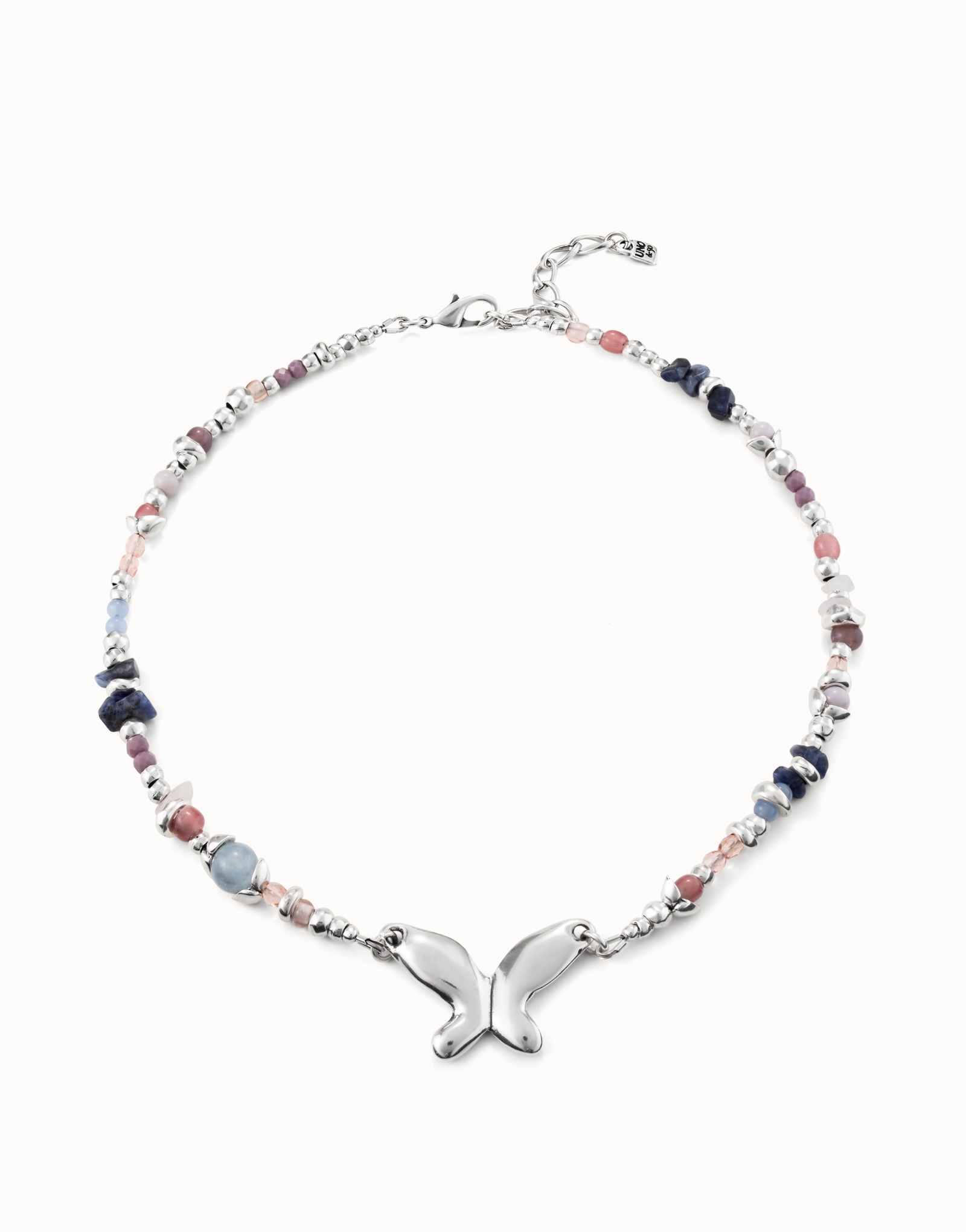 Collier plaqué argent avec cristaux artisanaux multicolores, Argent, large image number null