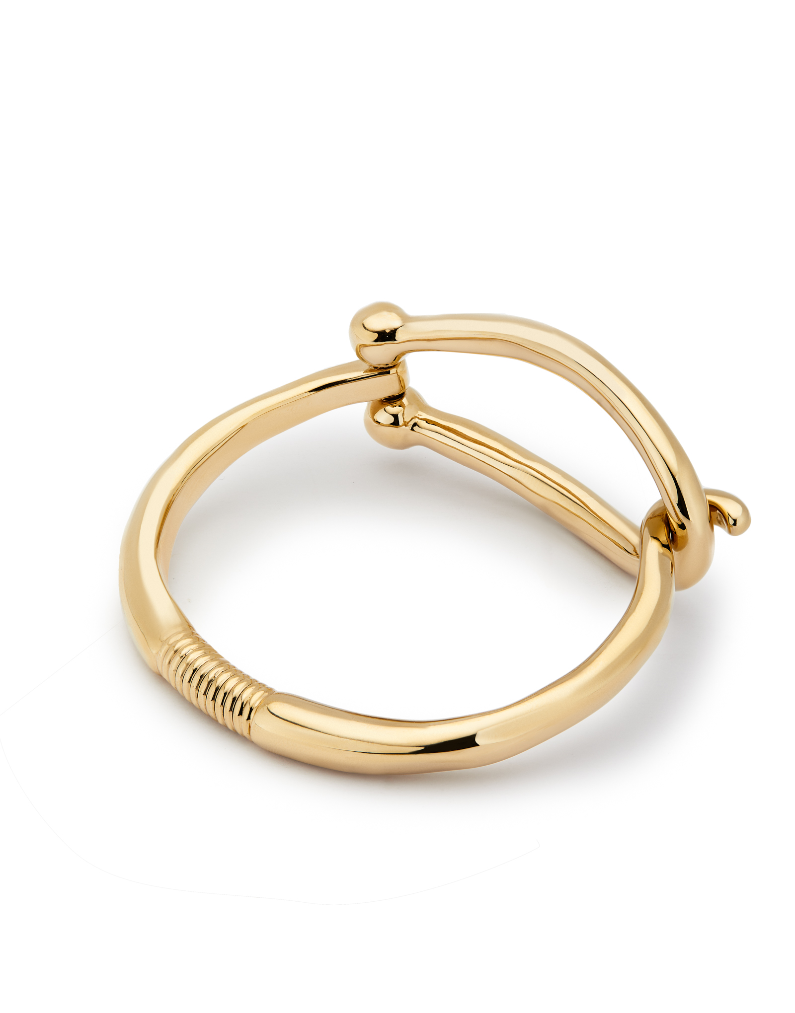 Rigid 18K gold-plated bracelet with large link and inner spring, Golden, large image number null