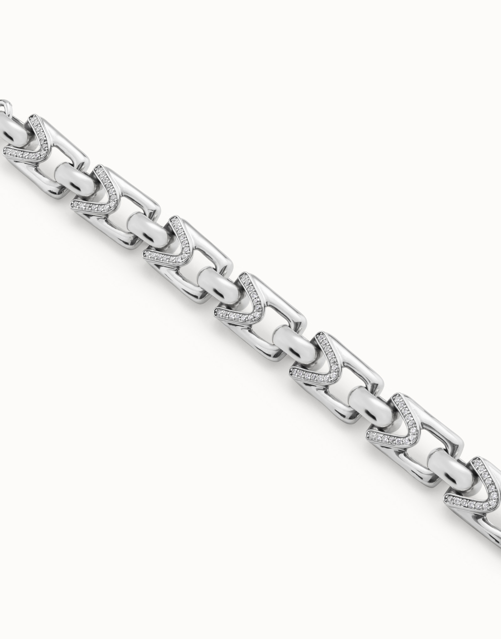 Sterling silver-plated bracelet with small links with topaz, Silver, large image number null