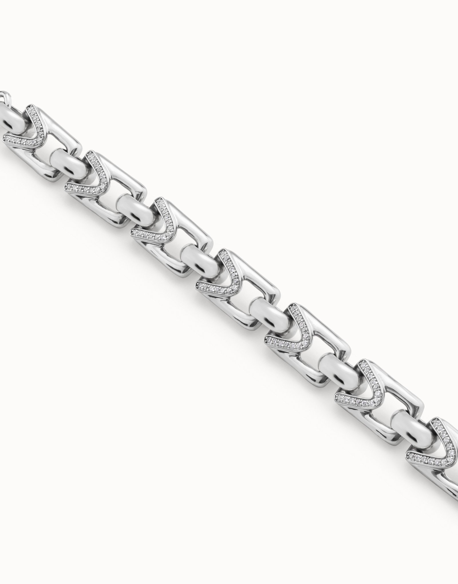 Sterling silver-plated bracelet with small links with topaz, Silver, large image number null