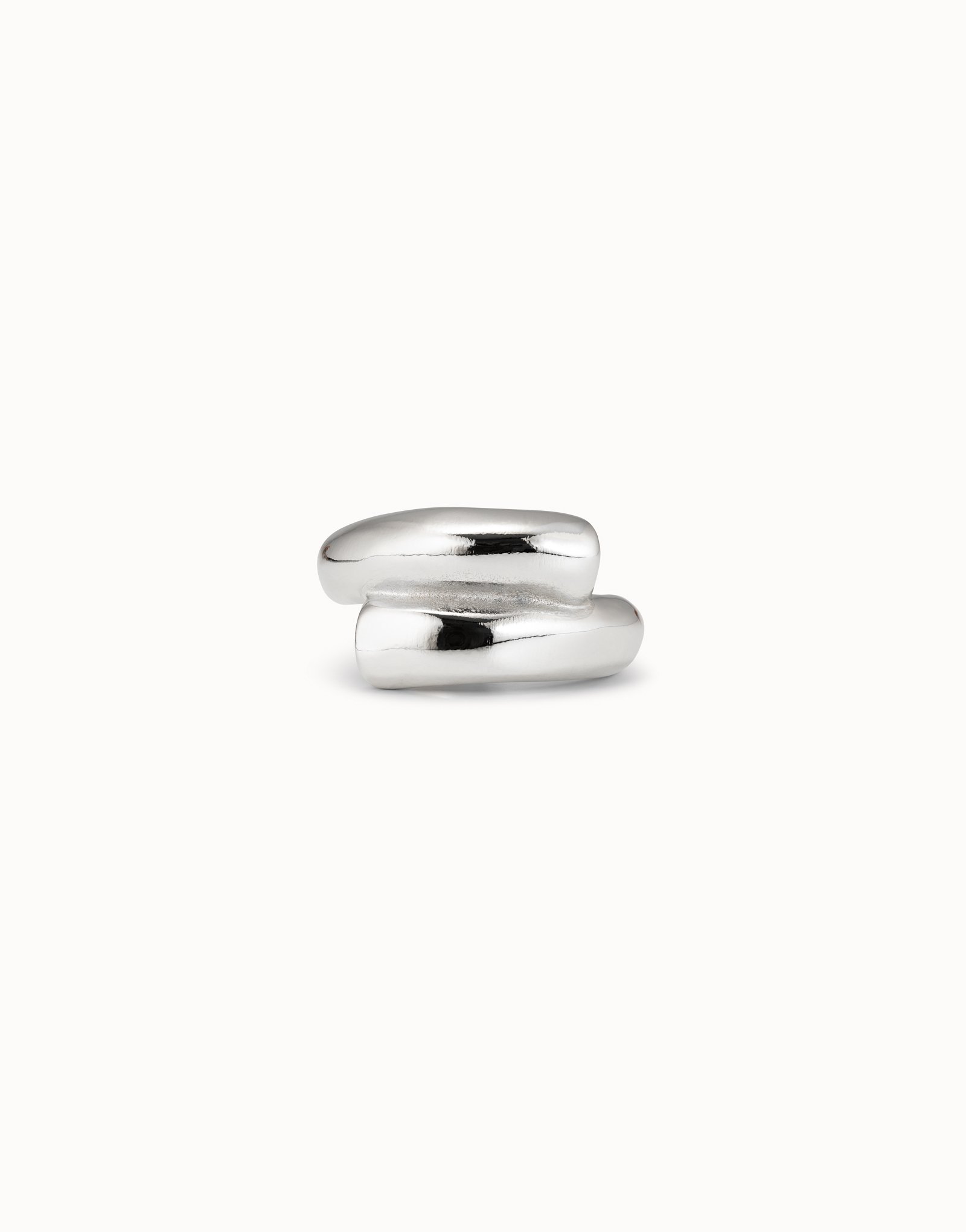 Anello placcato argento Sterling a forma tubolare chiuso al centro, Argent, large image number null