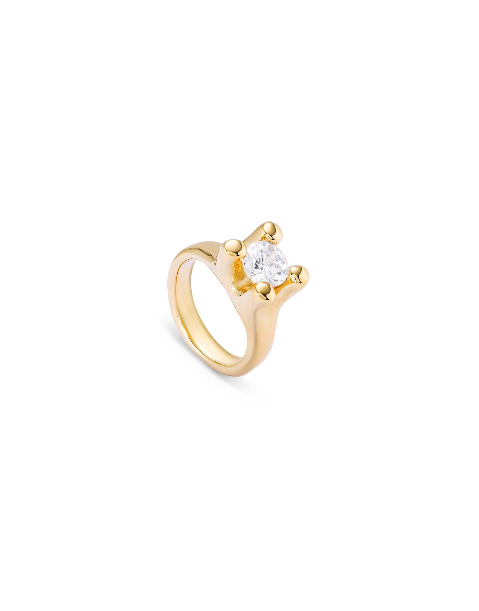 Anello placcato oro 18k con zirconia bianca, Dorado, large image number null