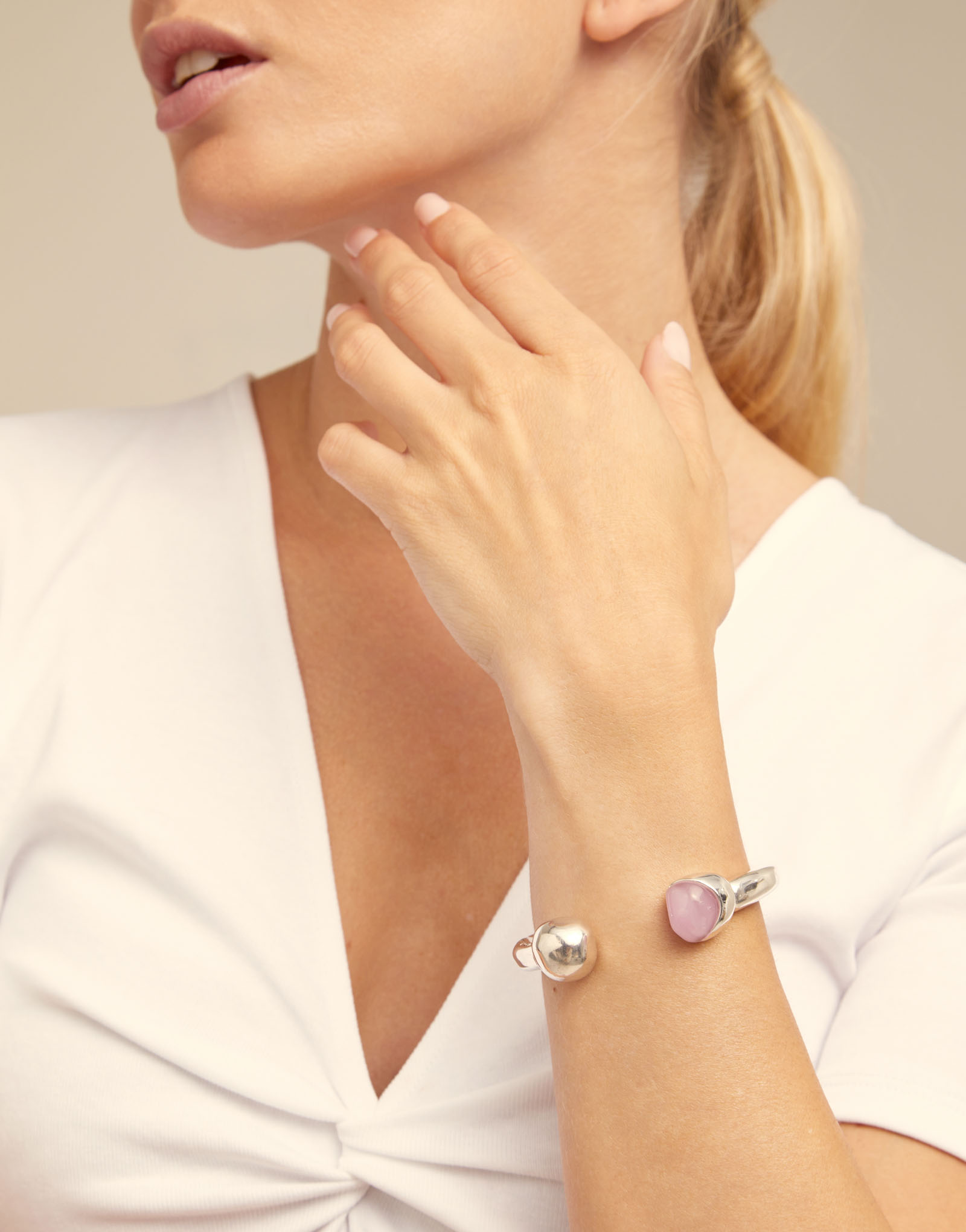 Bracelet plaqué argent avec cristal en verre de Murano, Argent, large image number null
