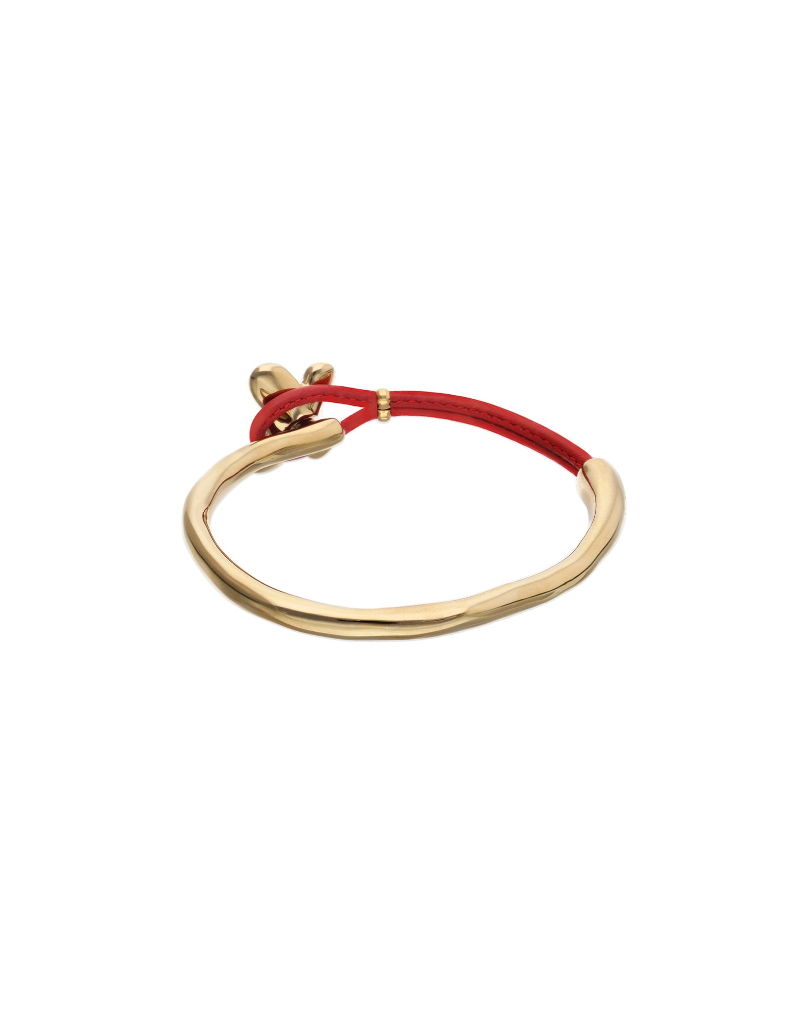 Red leather bracelet with butterfly ornament