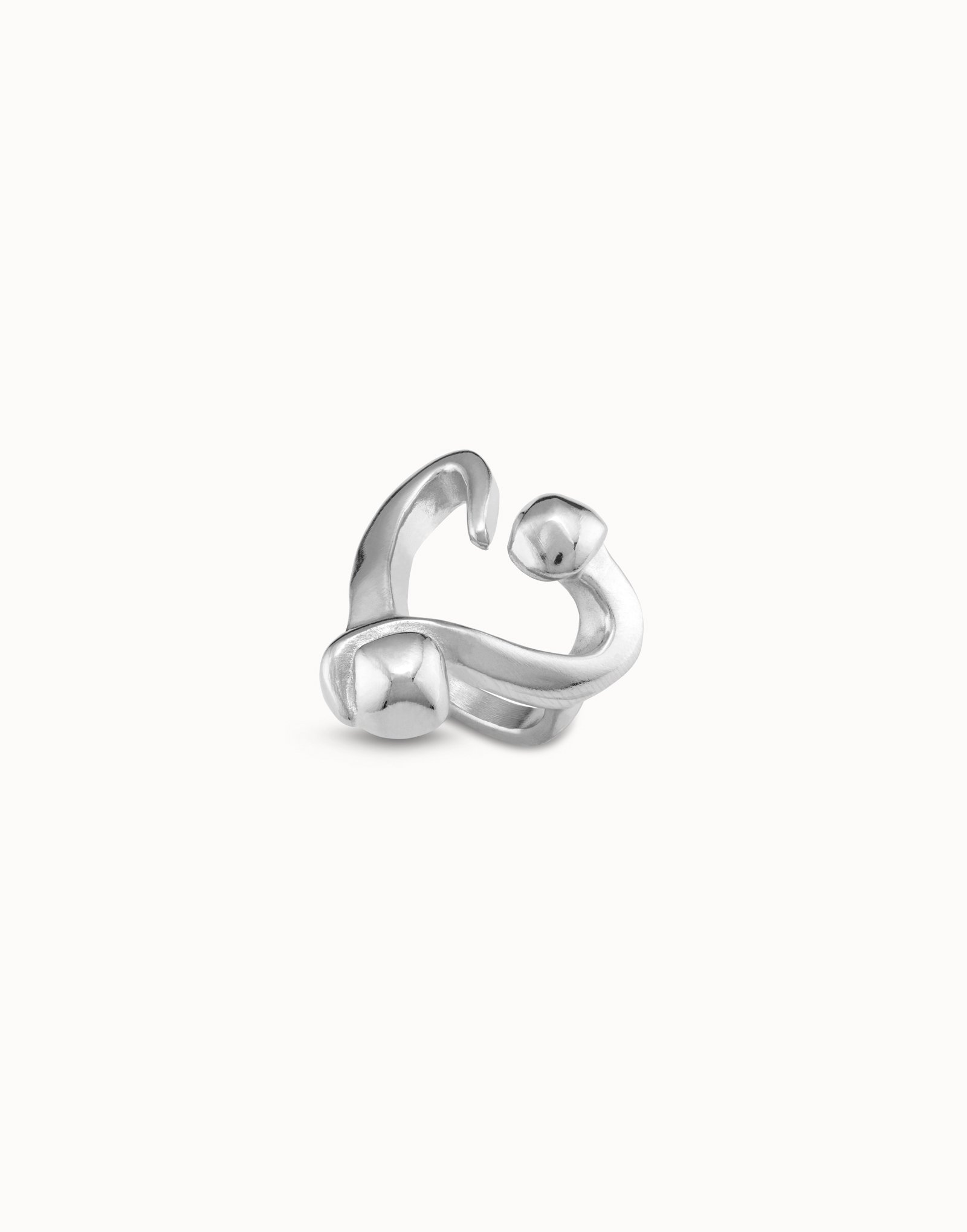 Anello placcato argento aperto design cuore inchiodato, Argent, large image number null