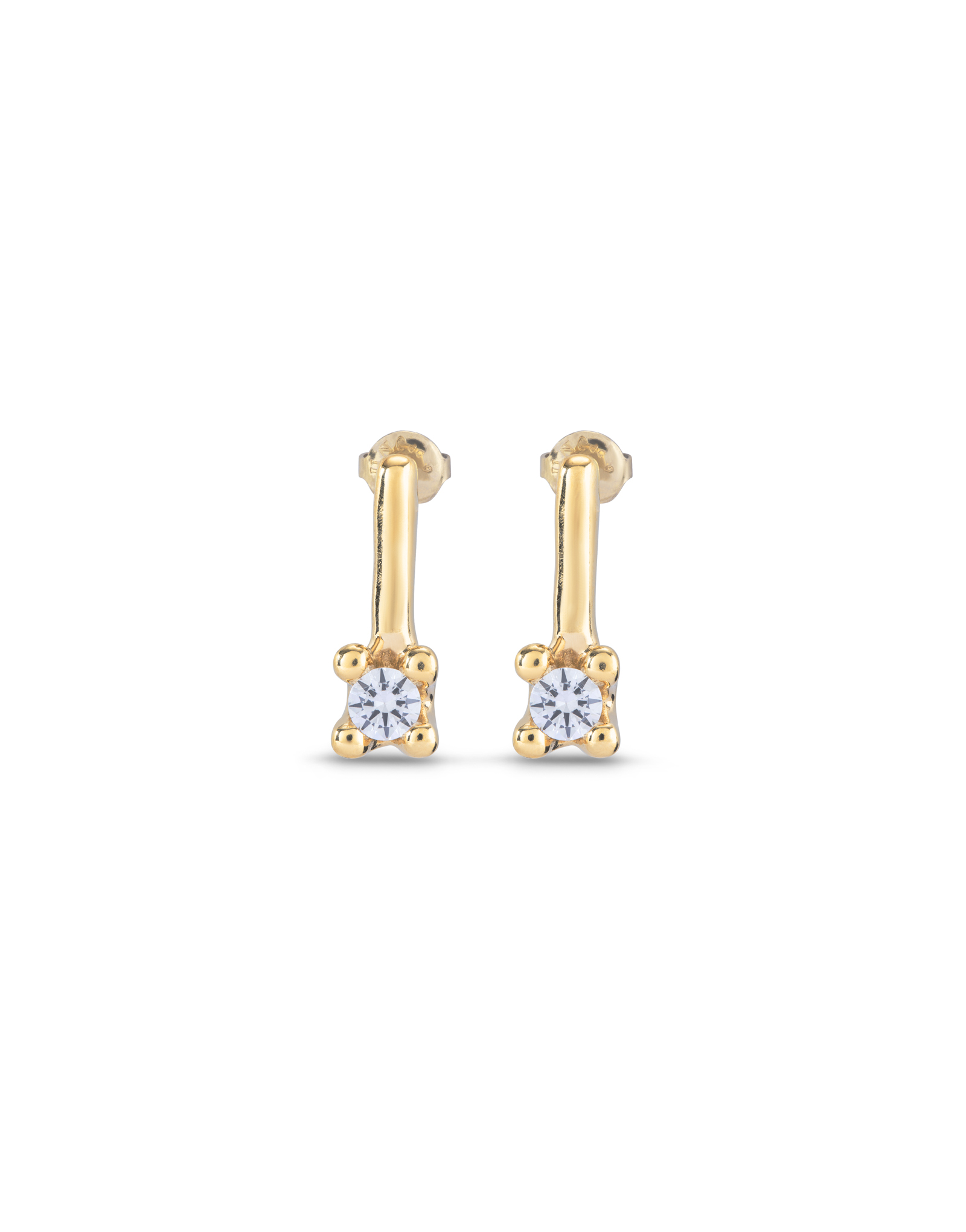 Boucles d’oreilles moyennes plaquées or 18 carats avec zircon bleu, Or, large image number null