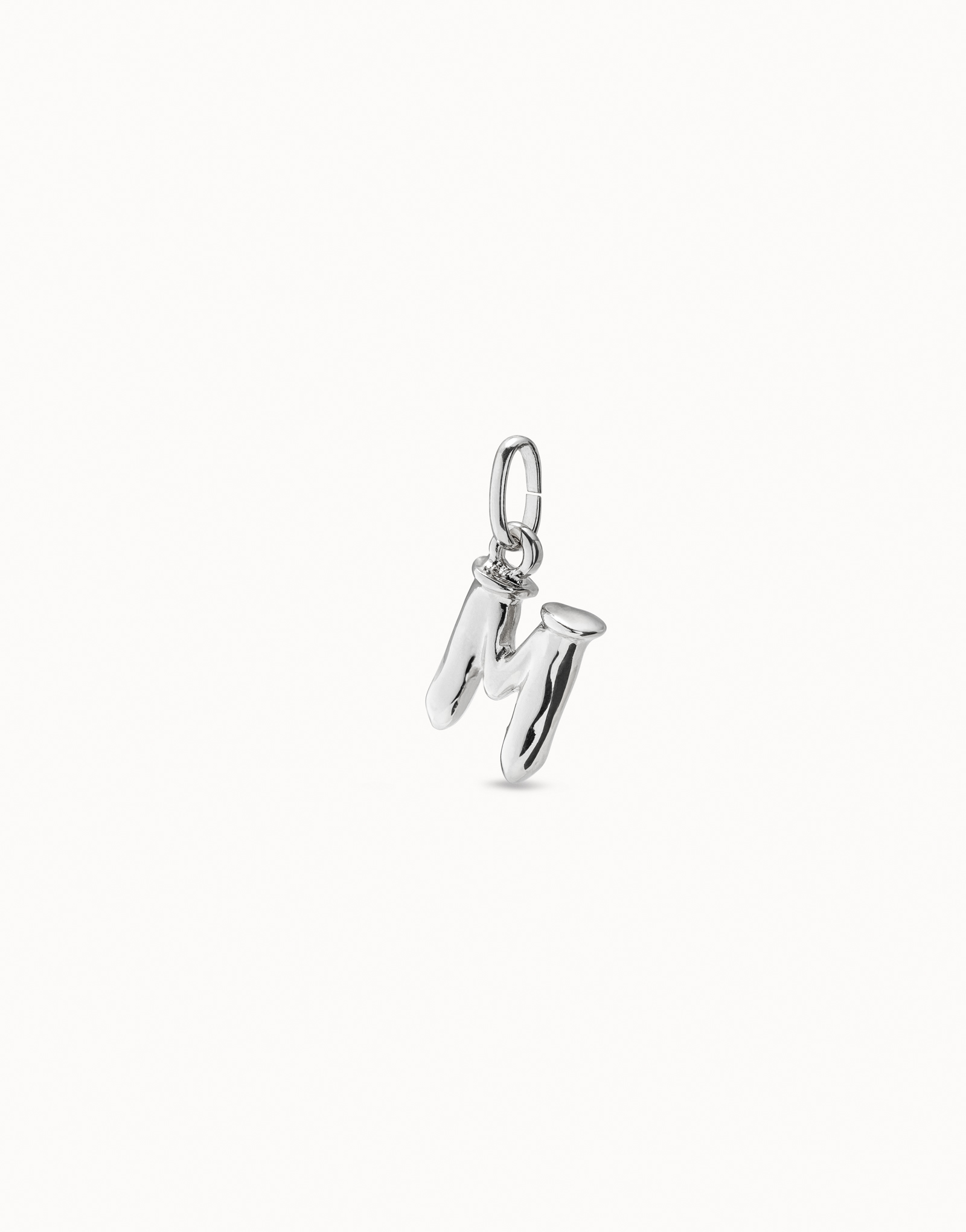 Charm placcato argento Sterling a forma di lettera M, Argent, large image number null