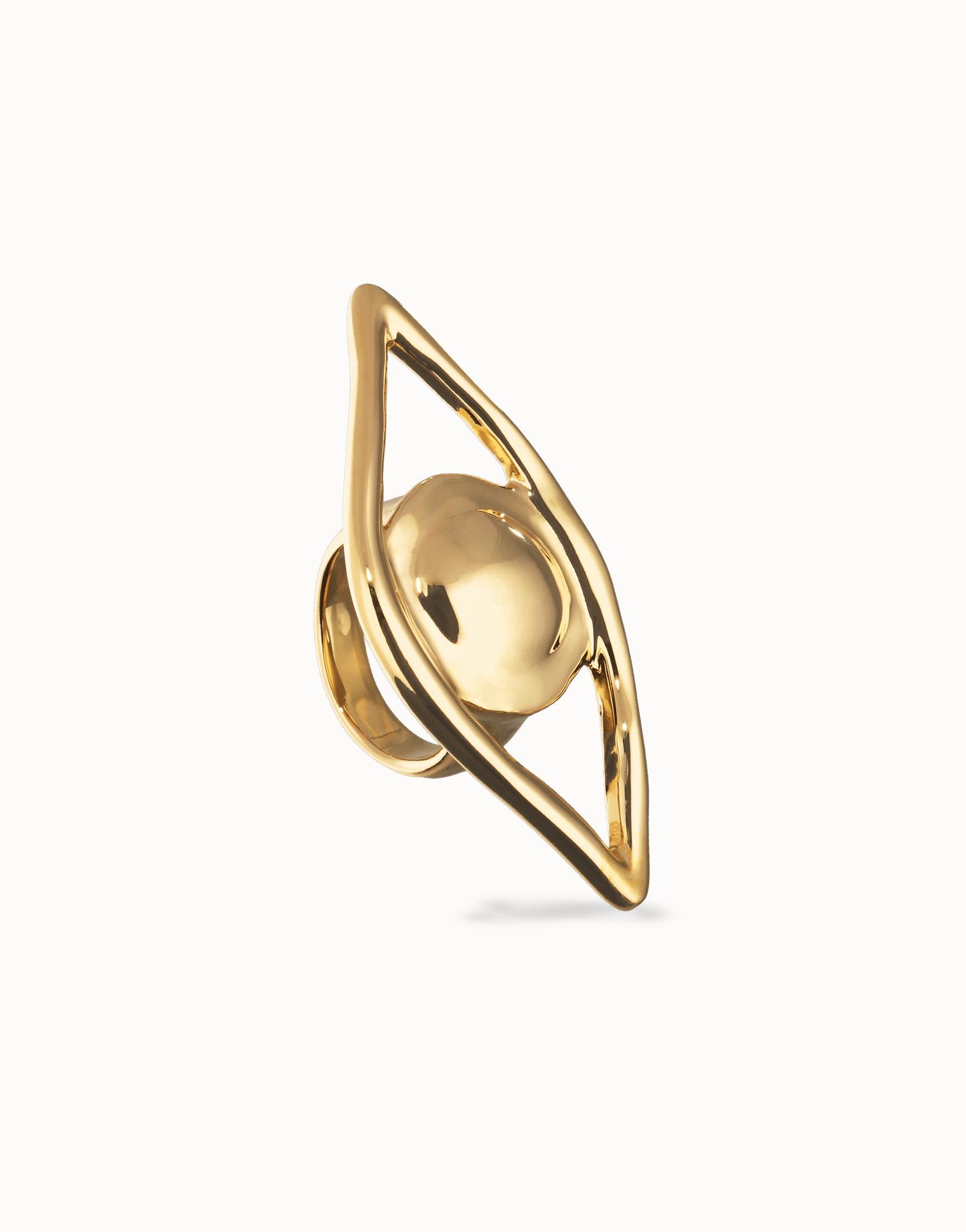 Anillo bañado en oro 18k con forma de ojo grande, Dorado, large thumbnail