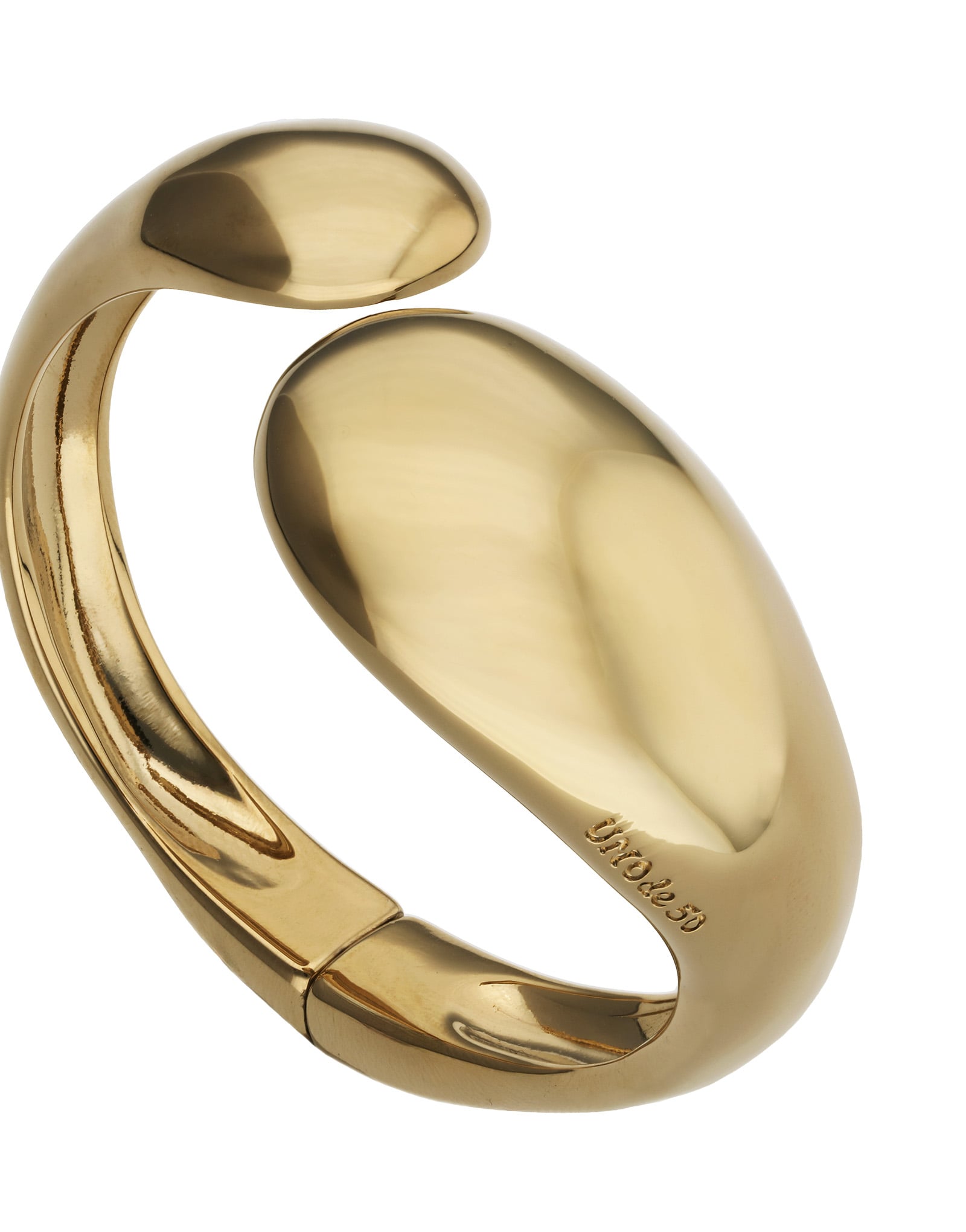 Bangle bracelet with two irregular drops