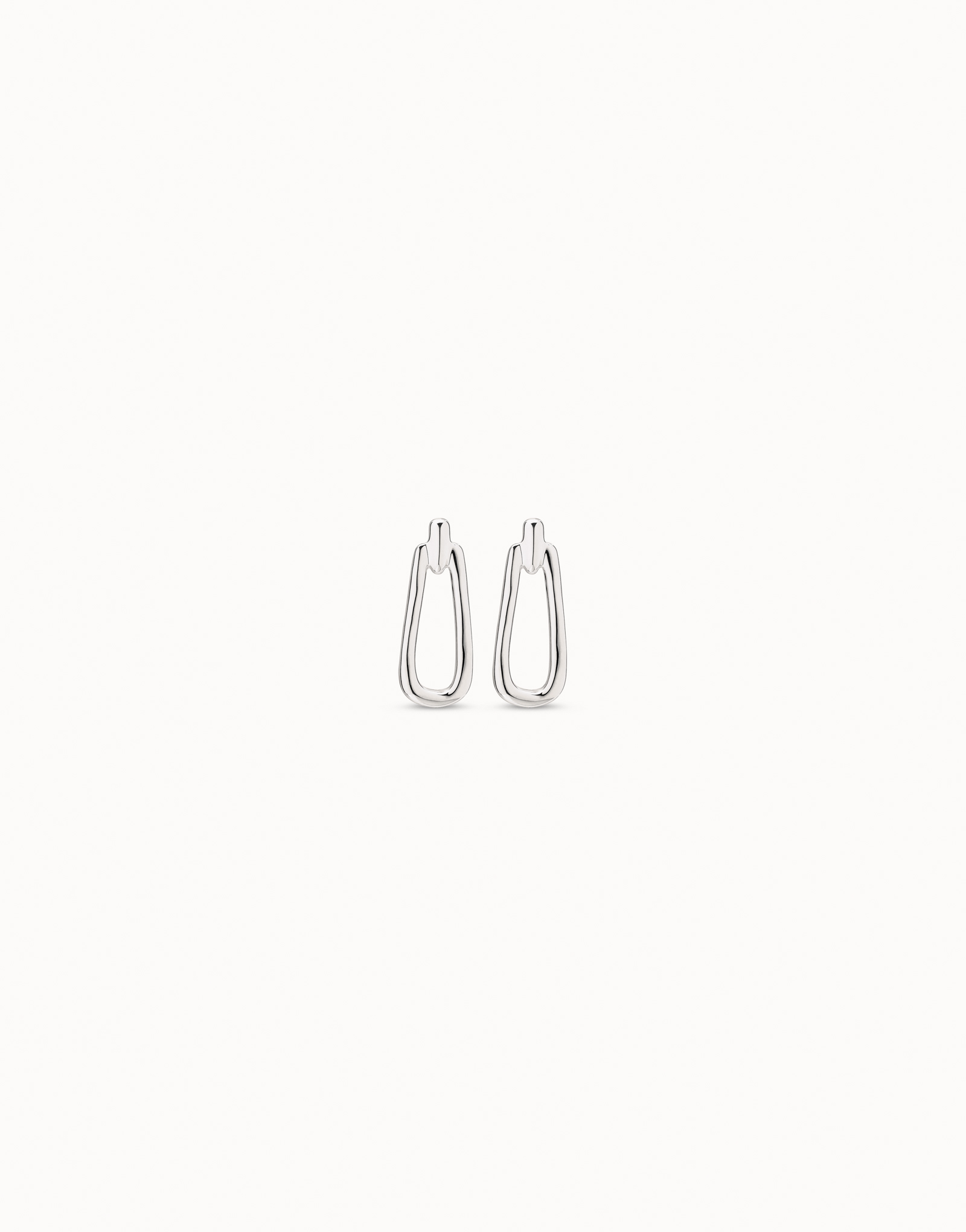 Boucles d’oreilles plaquées argent en forme de maillon, Argent, large image number null