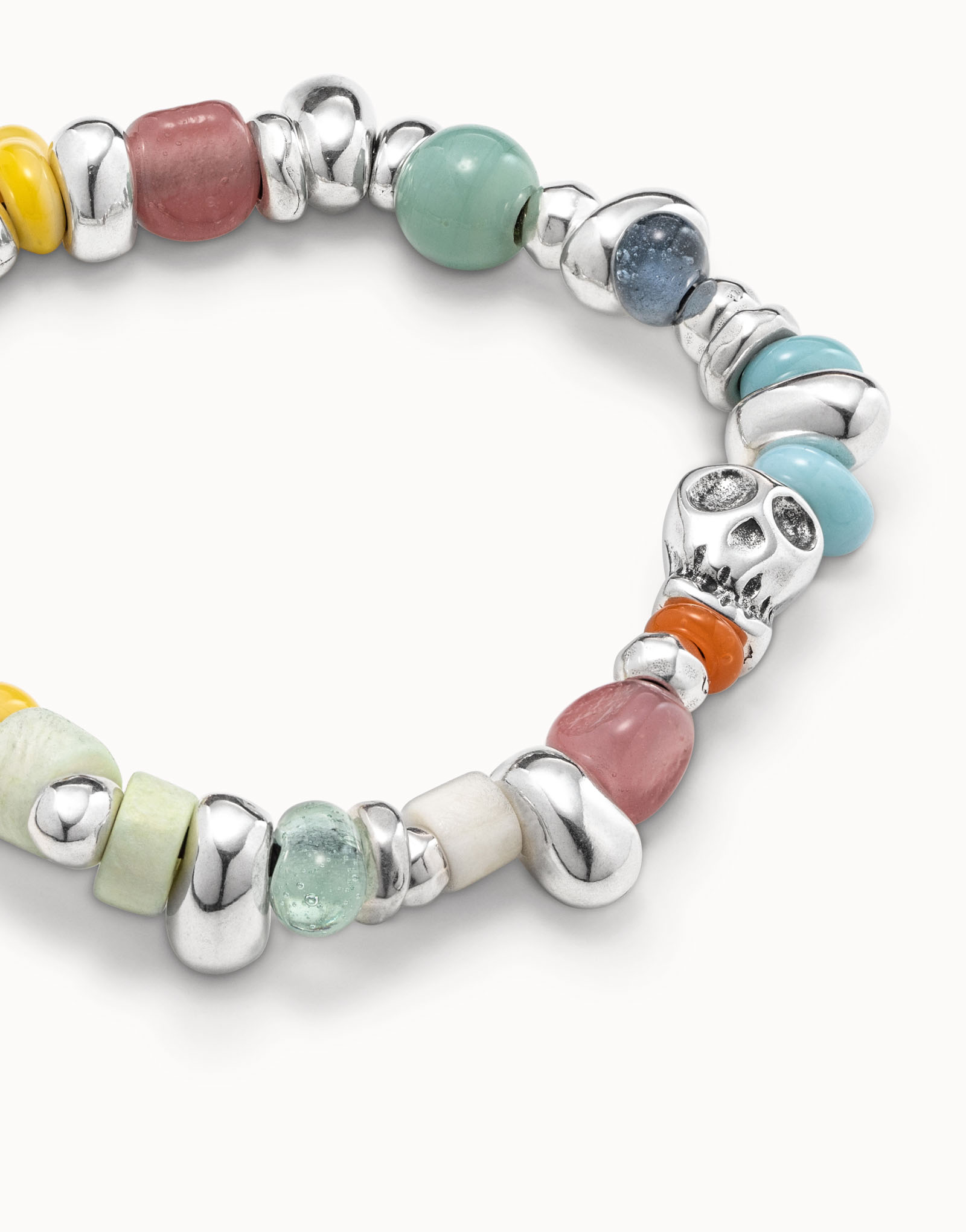 Sterling silver-plated elastic bracelet with multicolor crystals, , large image number null