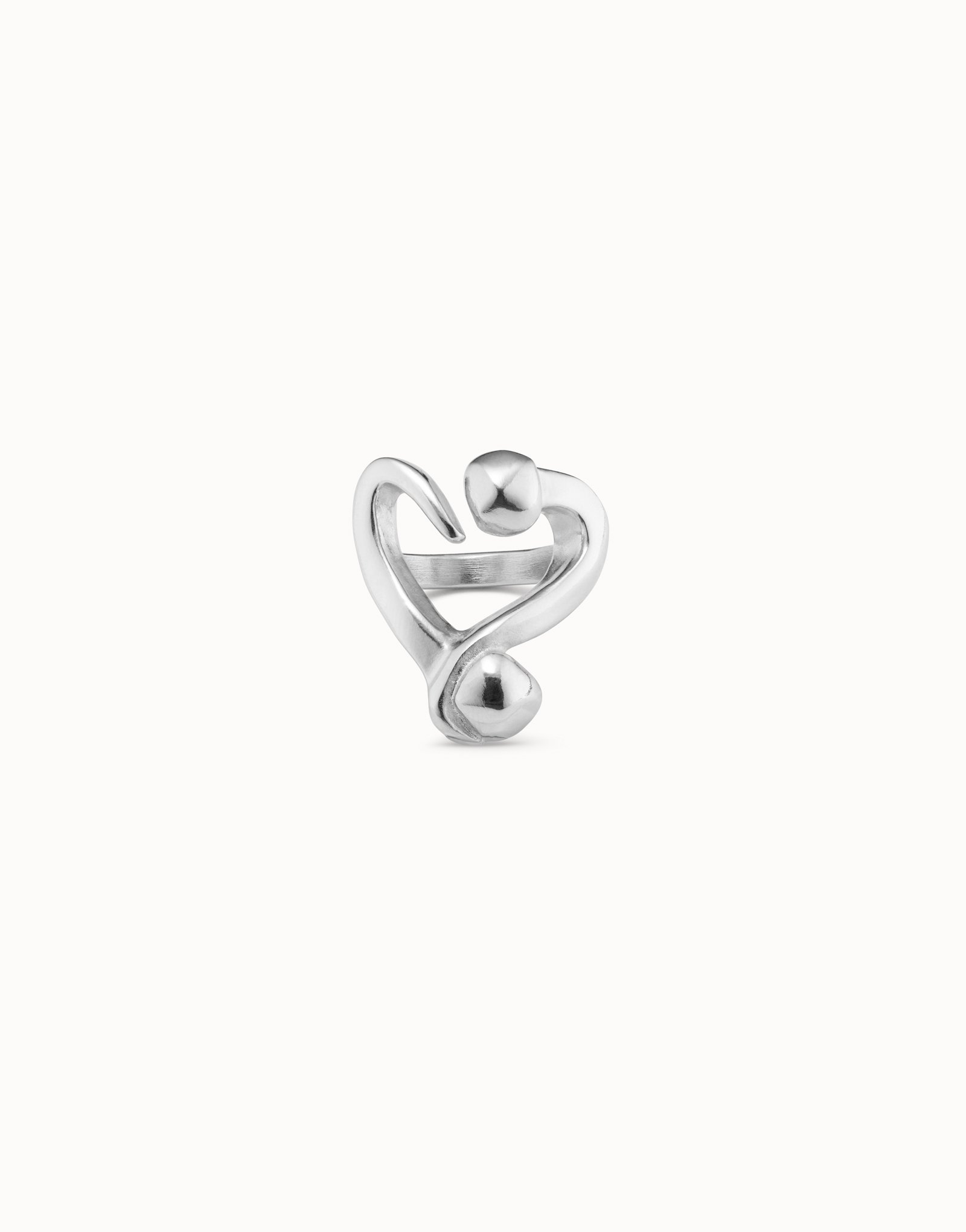 Anello placcato argento aperto design cuore inchiodato, Argent, large image number null