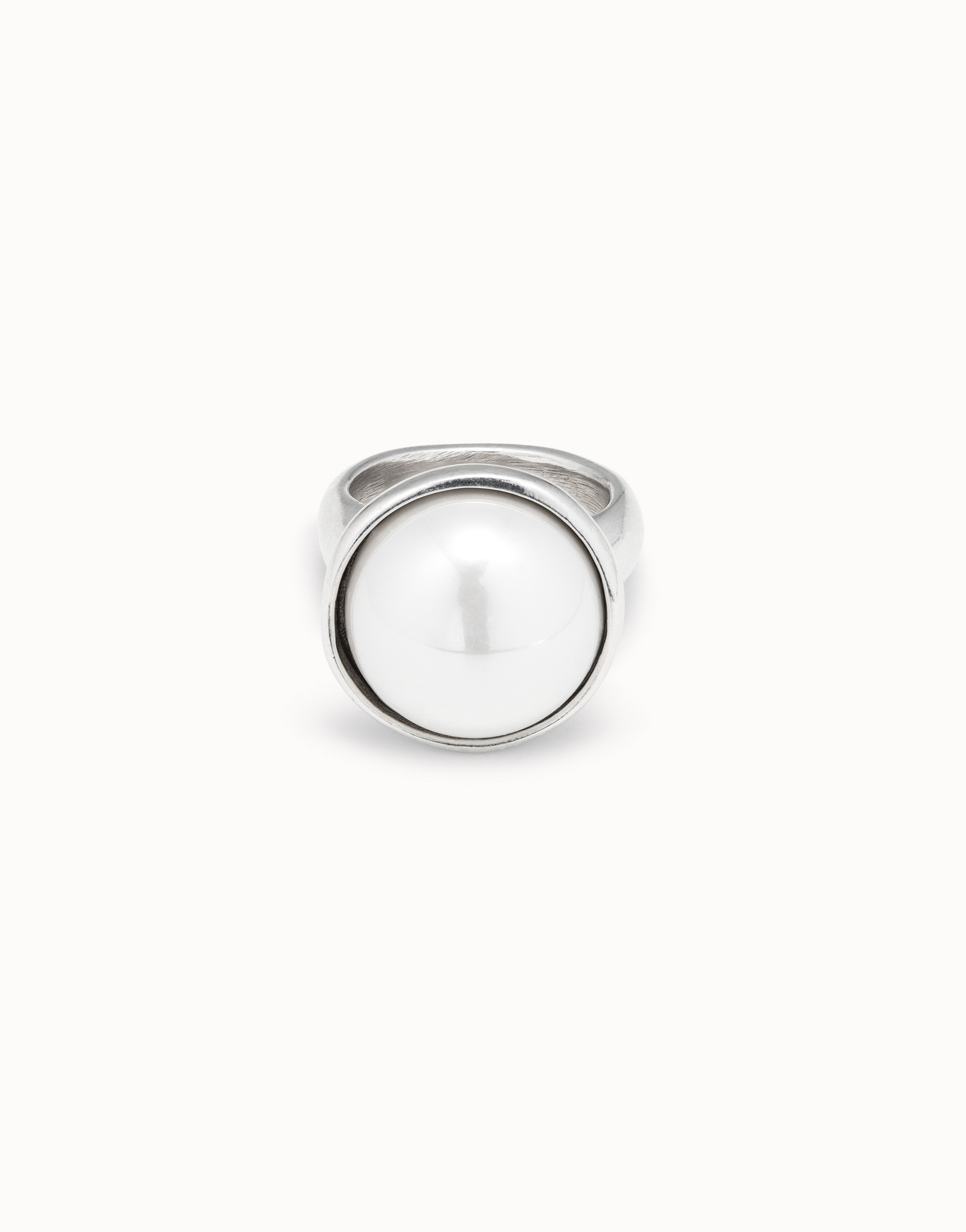 Sterling silver-plated ring with pearl, Silver, large image number null