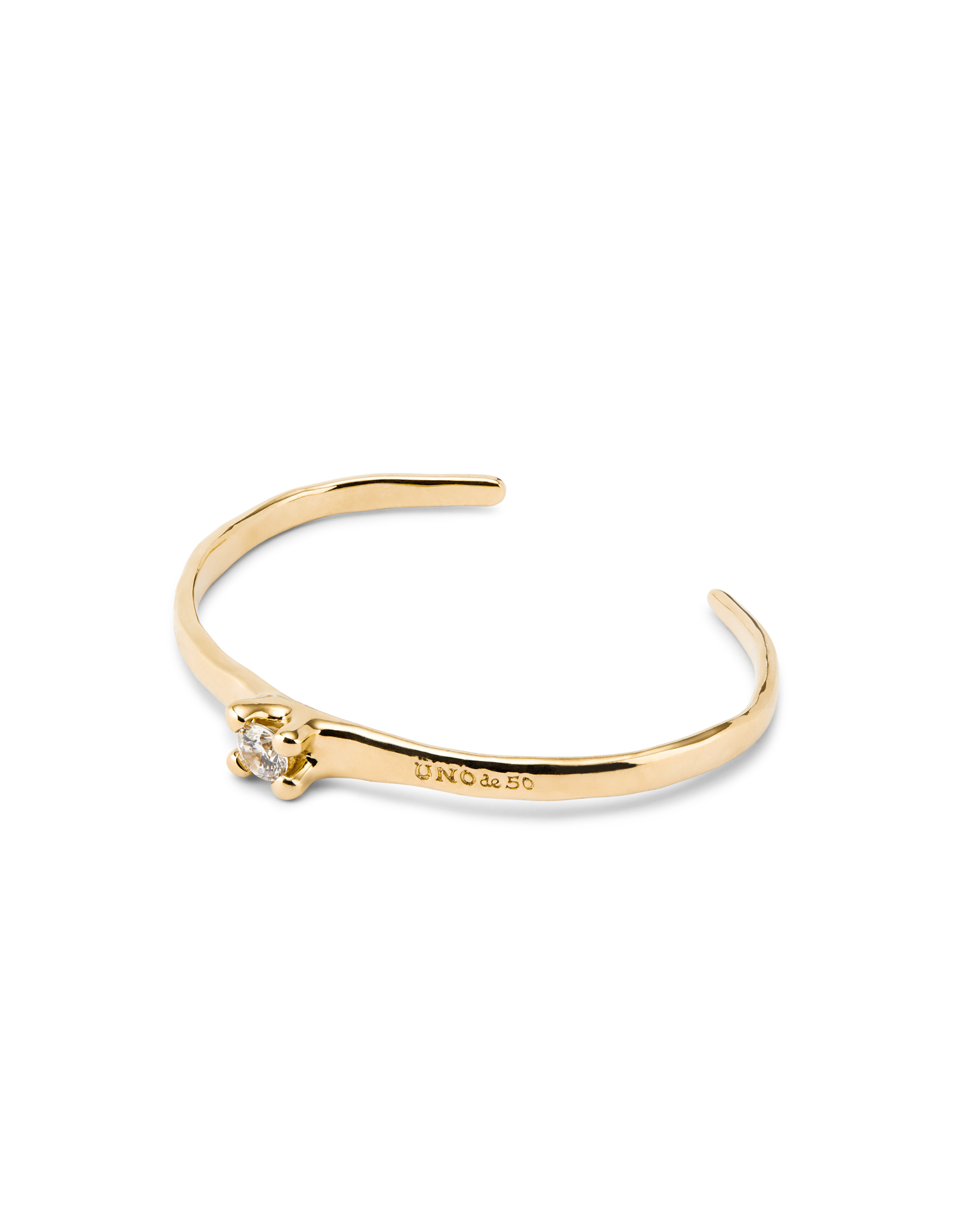 Rigid 18K gold-plated bracelet with white cubic zirconia, Golden, large image number null