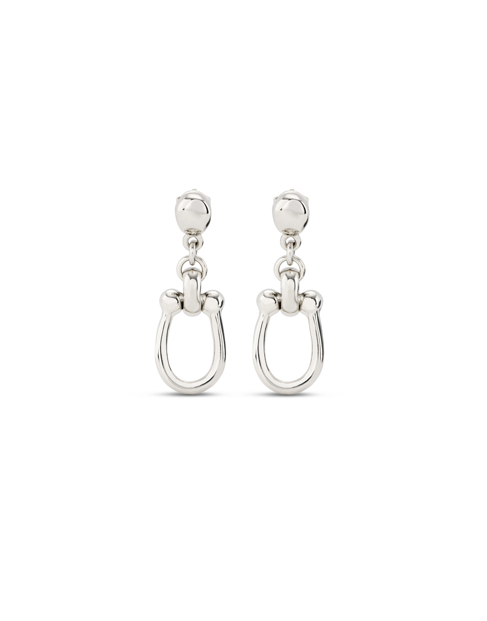 Silver-plated earrings with 1 medium sized link, Silver, large image number null
