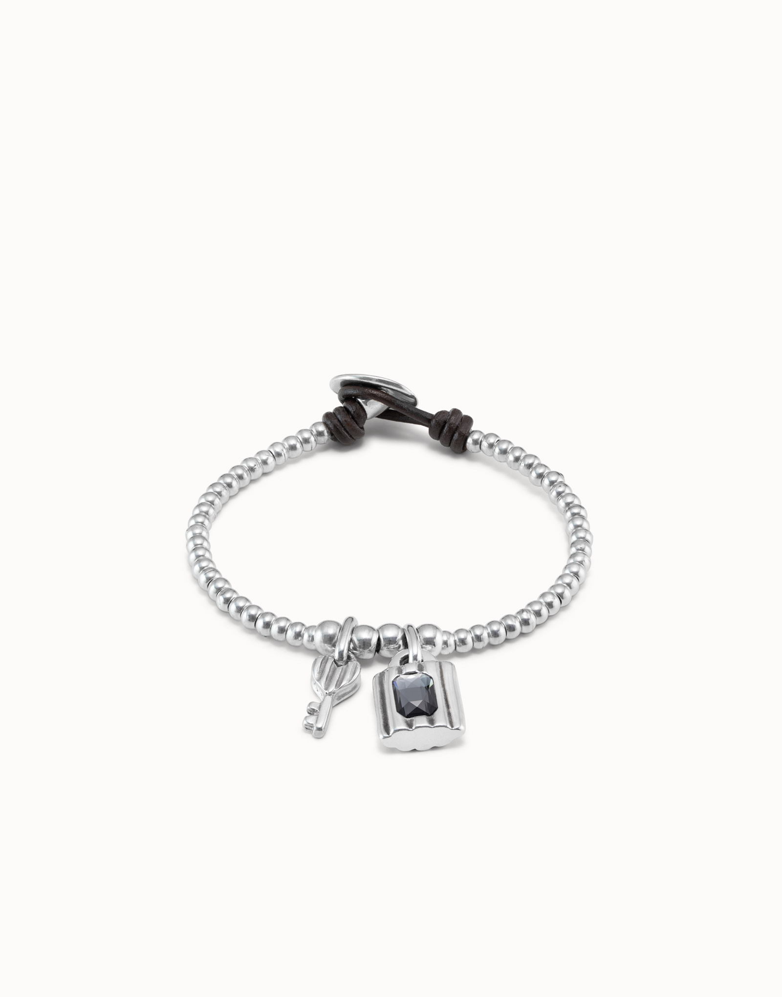 Bracciale placcato argento Sterling con charm centrali a forma di lucchetto e chiave, , large image number null