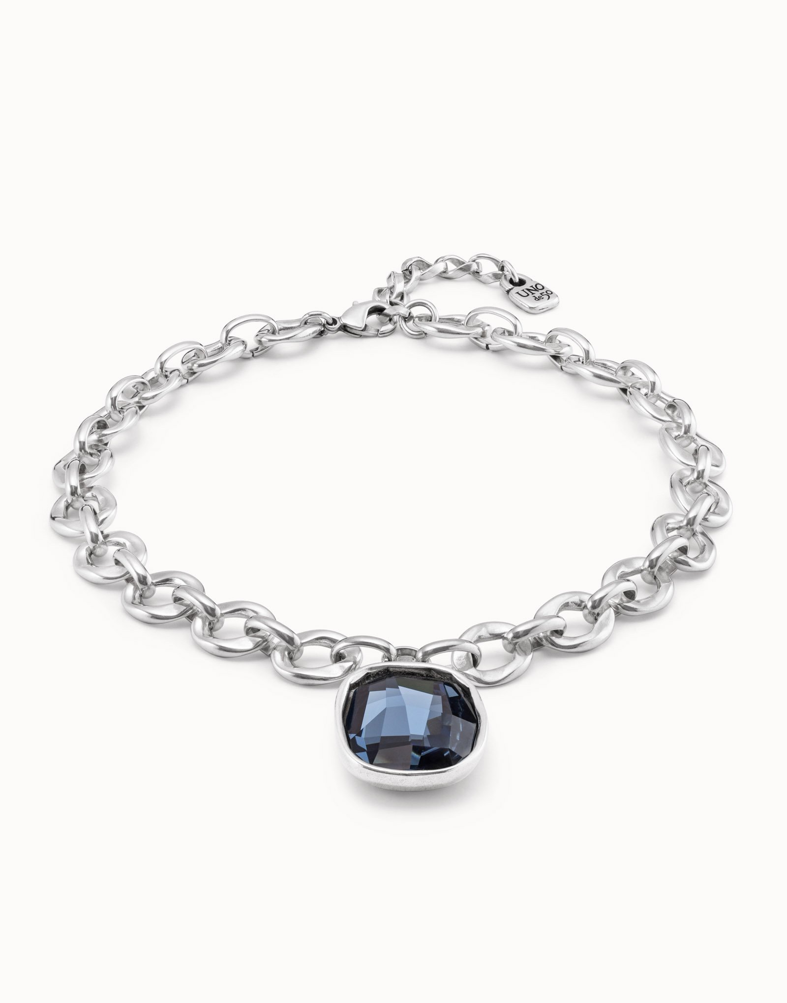 Collier court plaqué argent avec cristal, Argent, large image number null