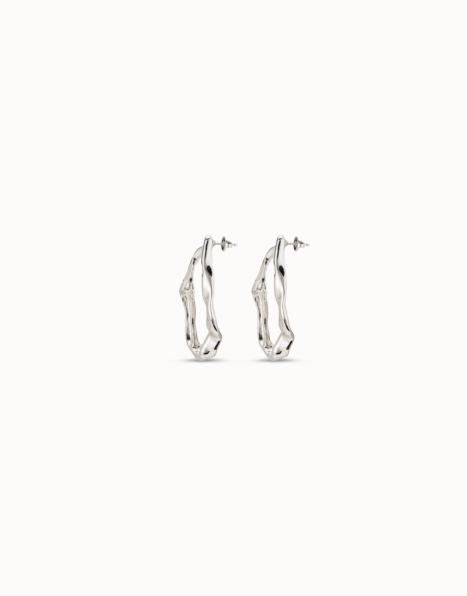 Boucles d’oreilles plaquées argent maxi avec maillons, Argent, large image number null