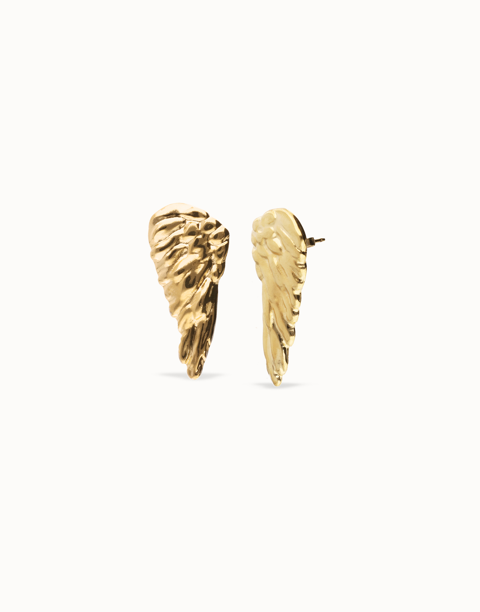 Earrings with wing design, Golden, large thumbnail