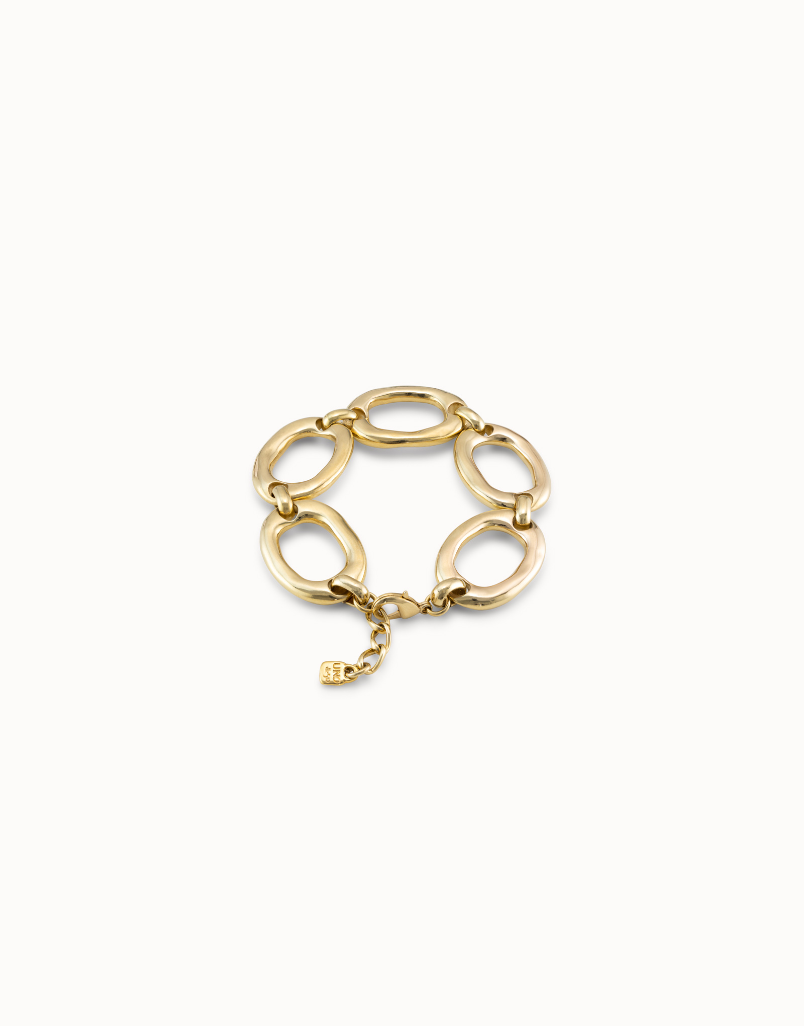 Bracelet plaqué or 18 carats avec grands maillons carrés, Or, large image number null
