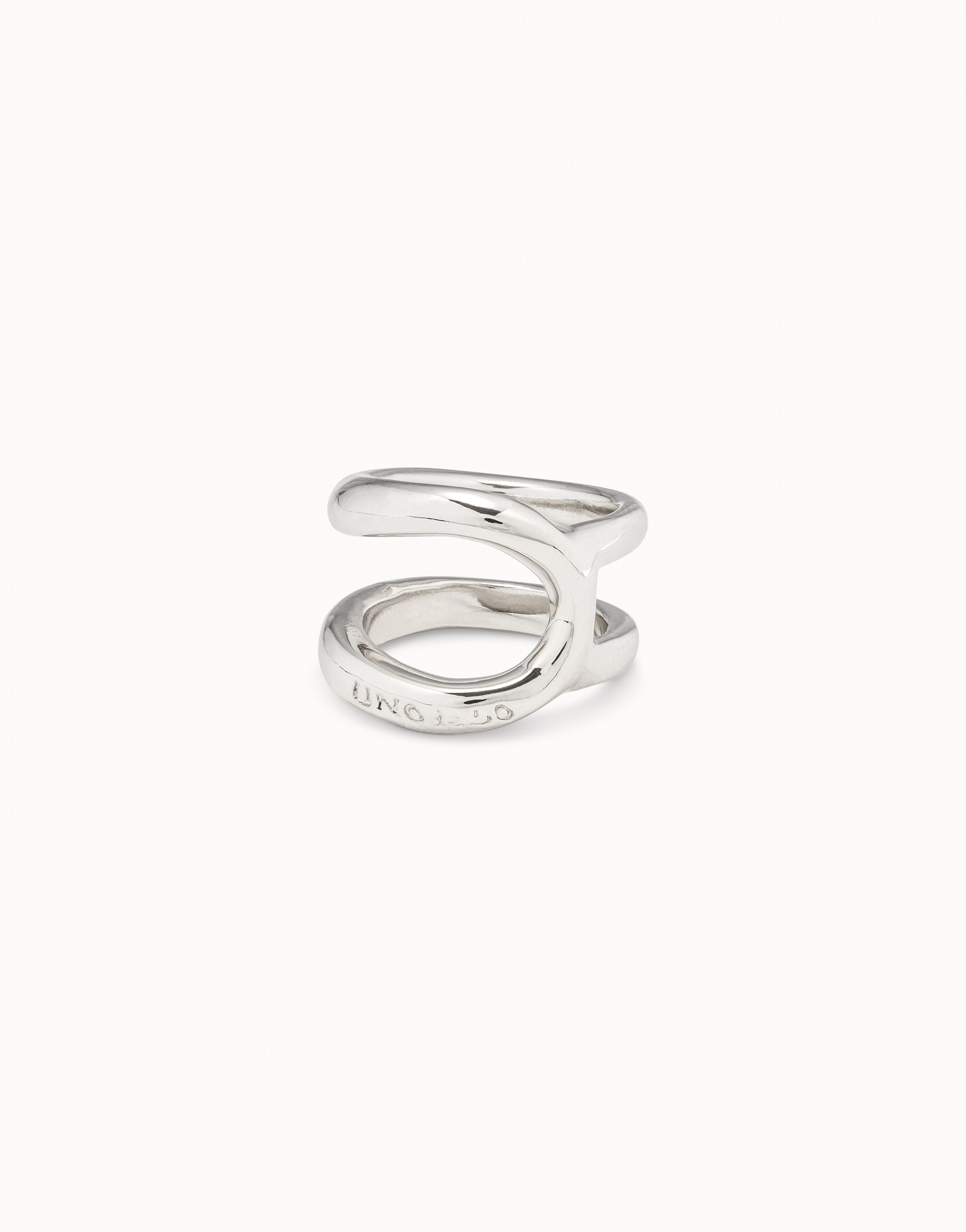 Sterling silver-plated curvilinear ring, Silver, large image number null