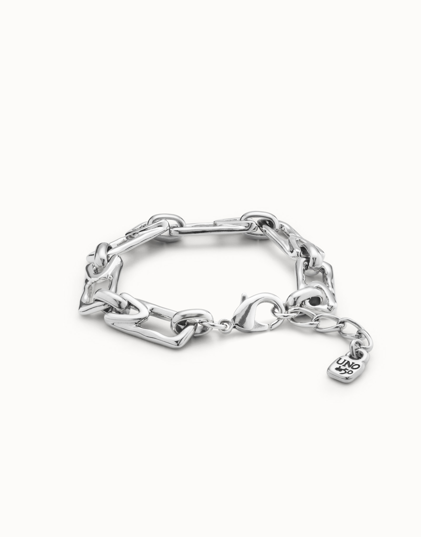 Bracciale placcato argento Sterling con maglie rettangolari medie, Argent, large image number null
