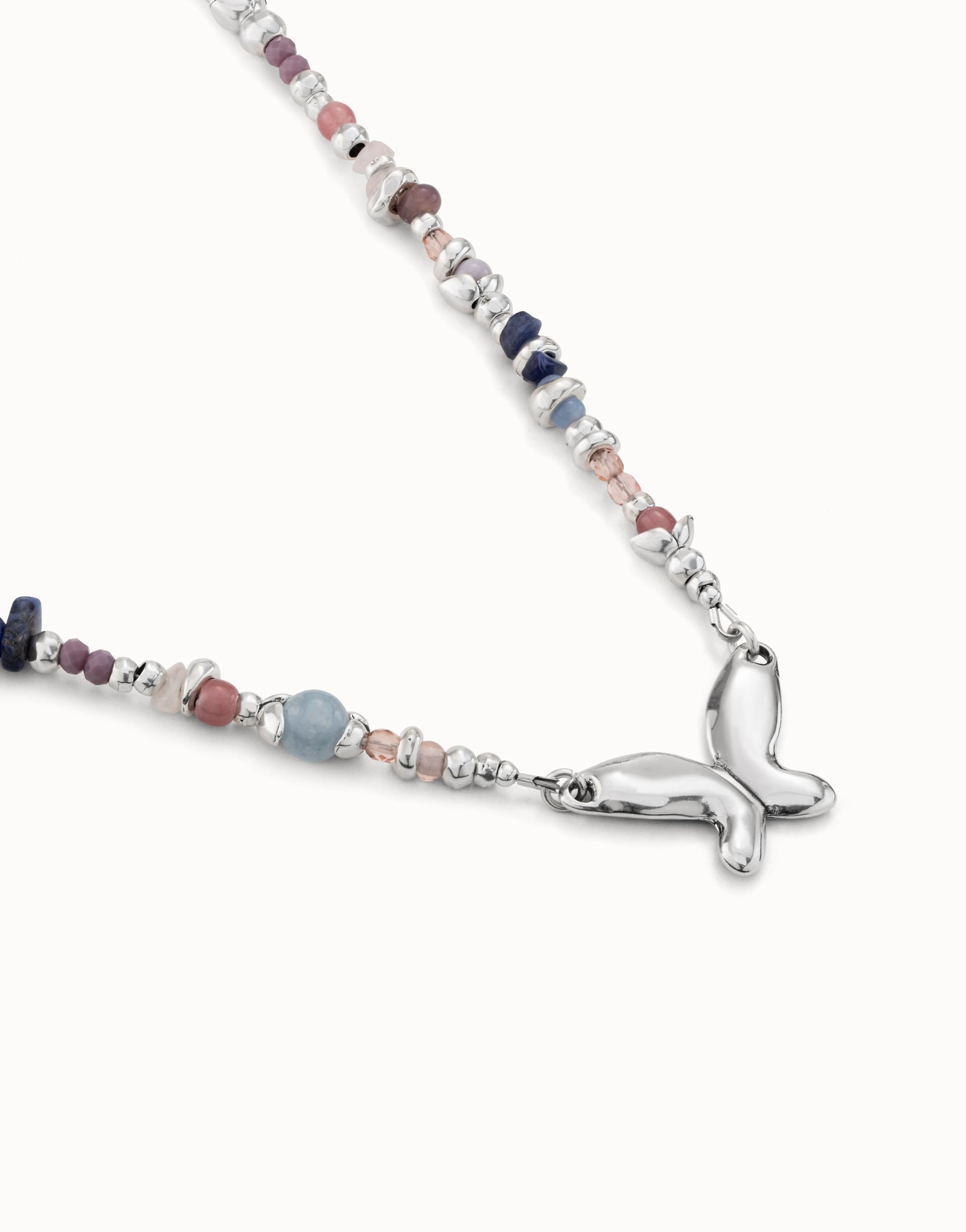 Collier plaqué argent avec cristaux artisanaux multicolores, Argent, large image number null