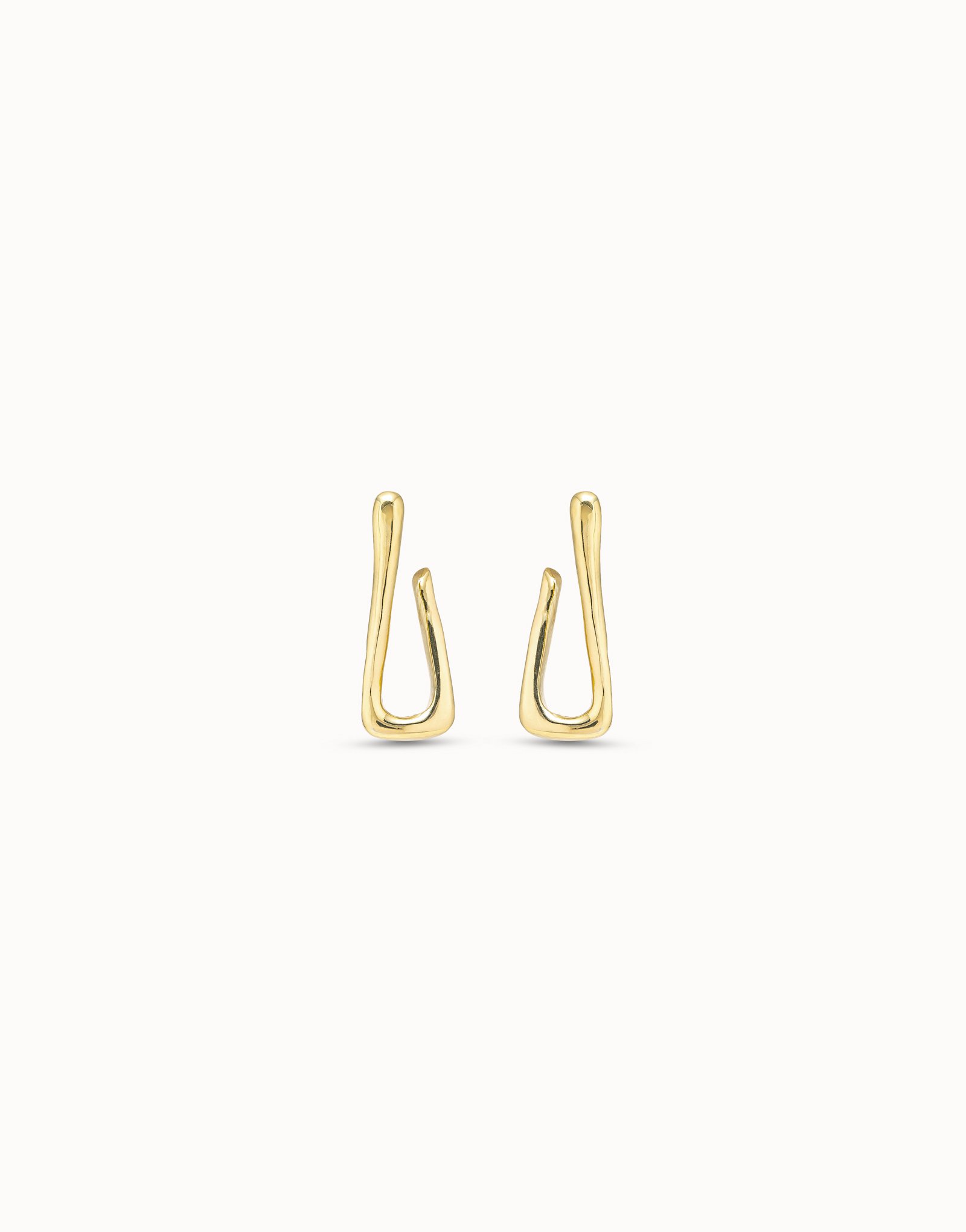 18K gold-plated link shaped earrings, Golden, large image number null