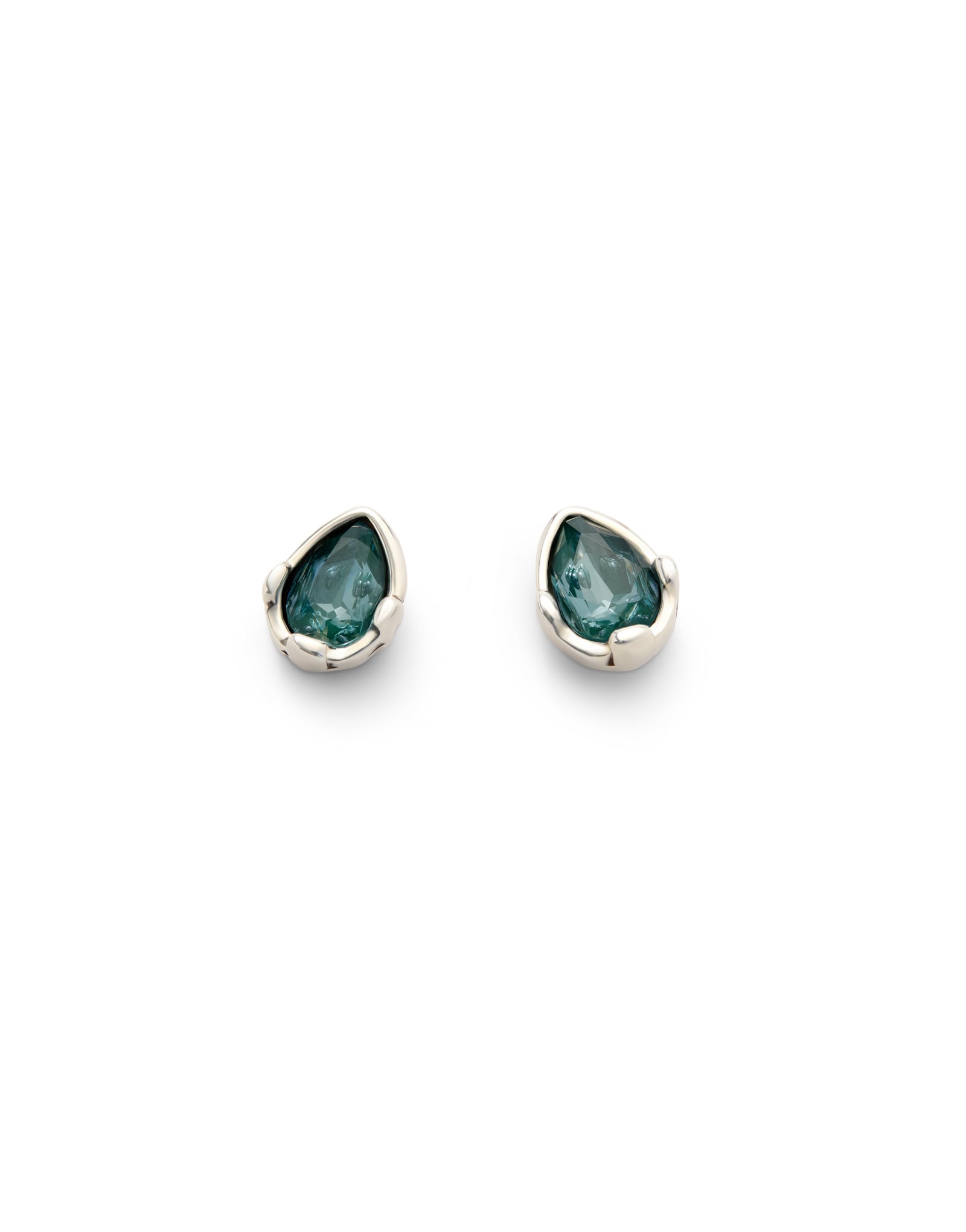 Earrings with a green drop-shaped faceted crystal