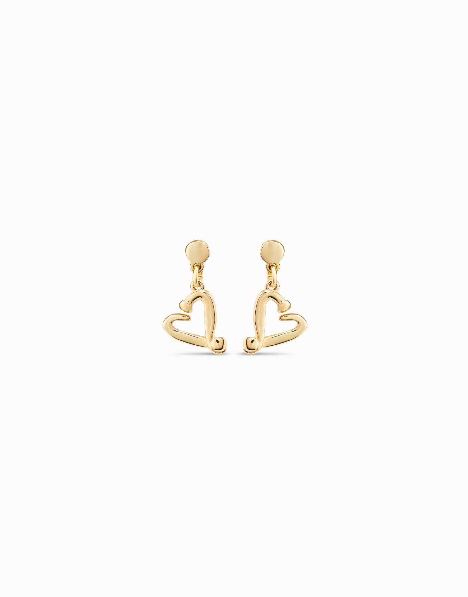 18K gold-plated nailed heart shaped earrings, Golden, large image number null