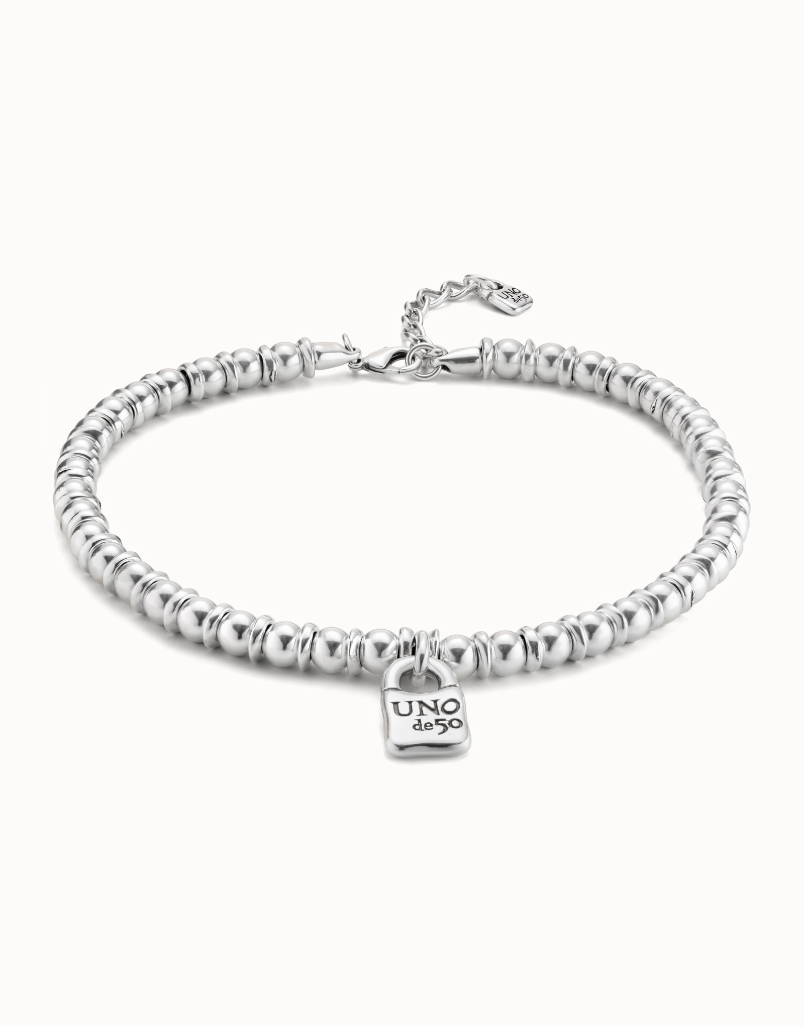 Sterling silver-plated necklace with padlock charm, Silver, large image number null