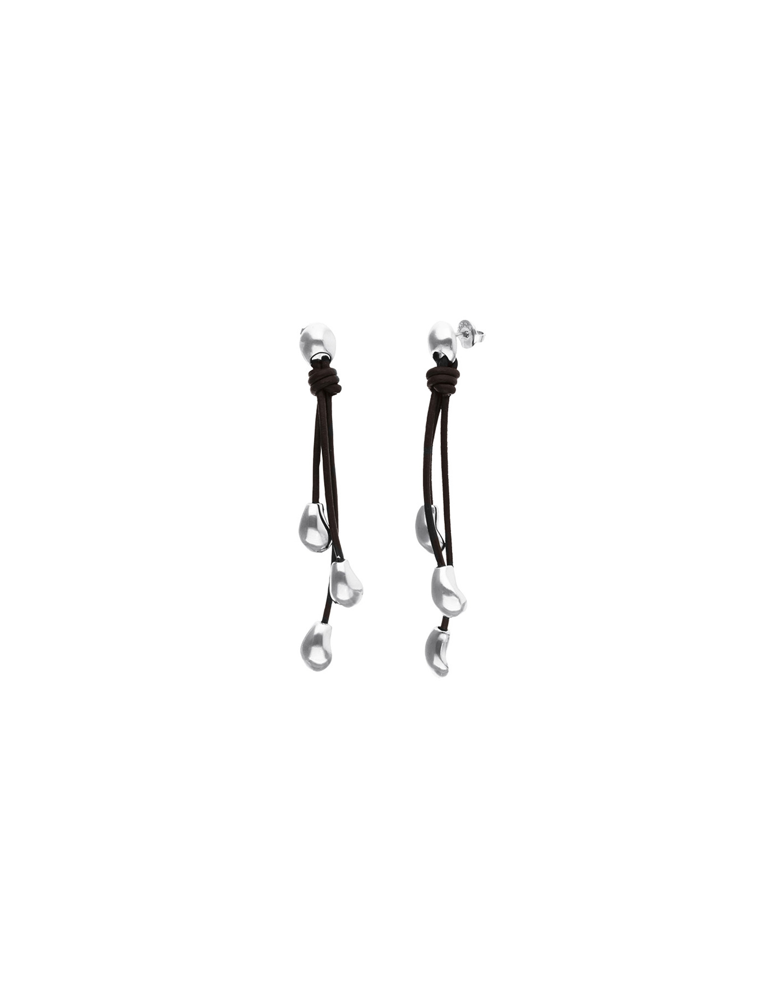 Long leather earrings with drops