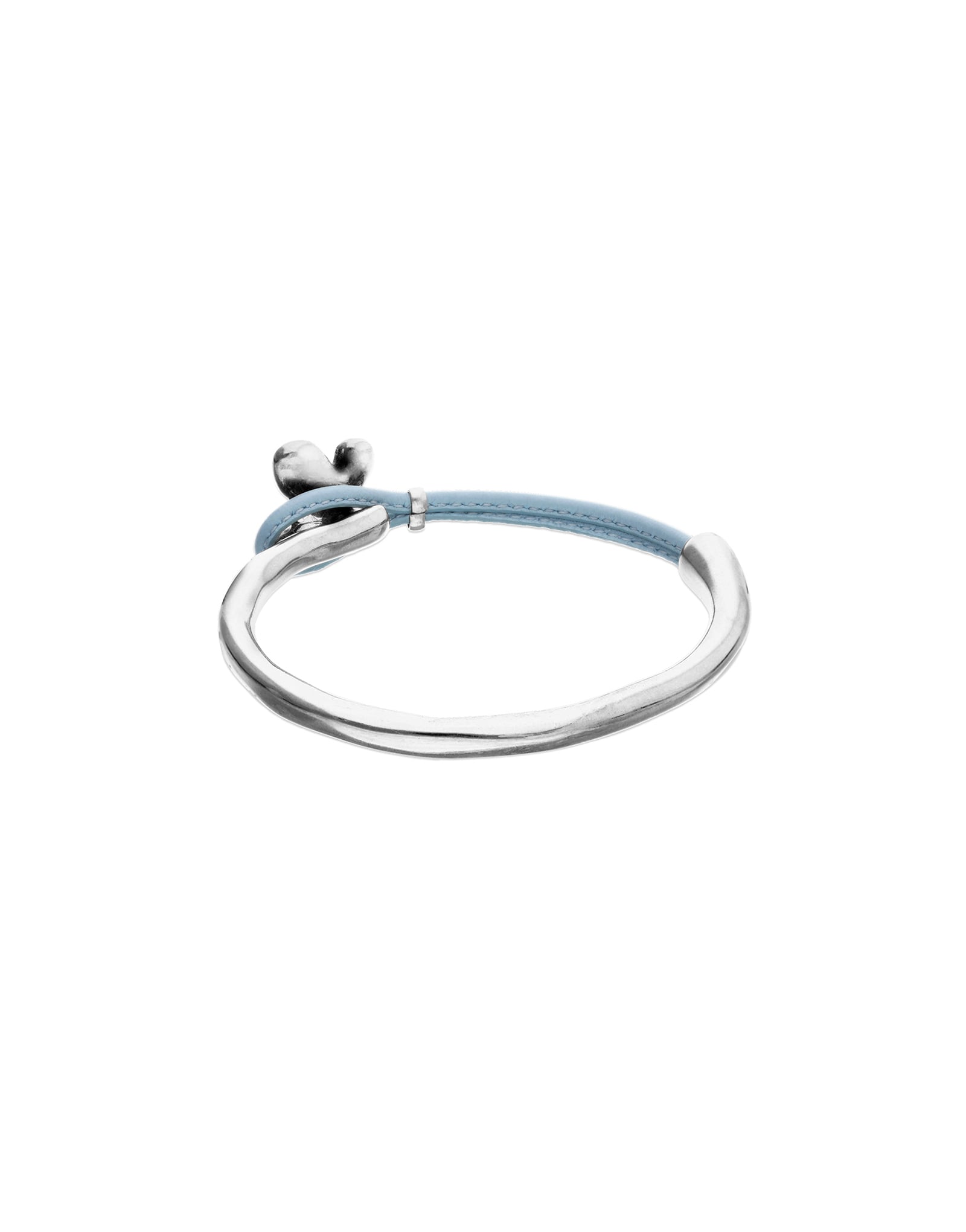 Blue leather bracelet with butterfly ornament
