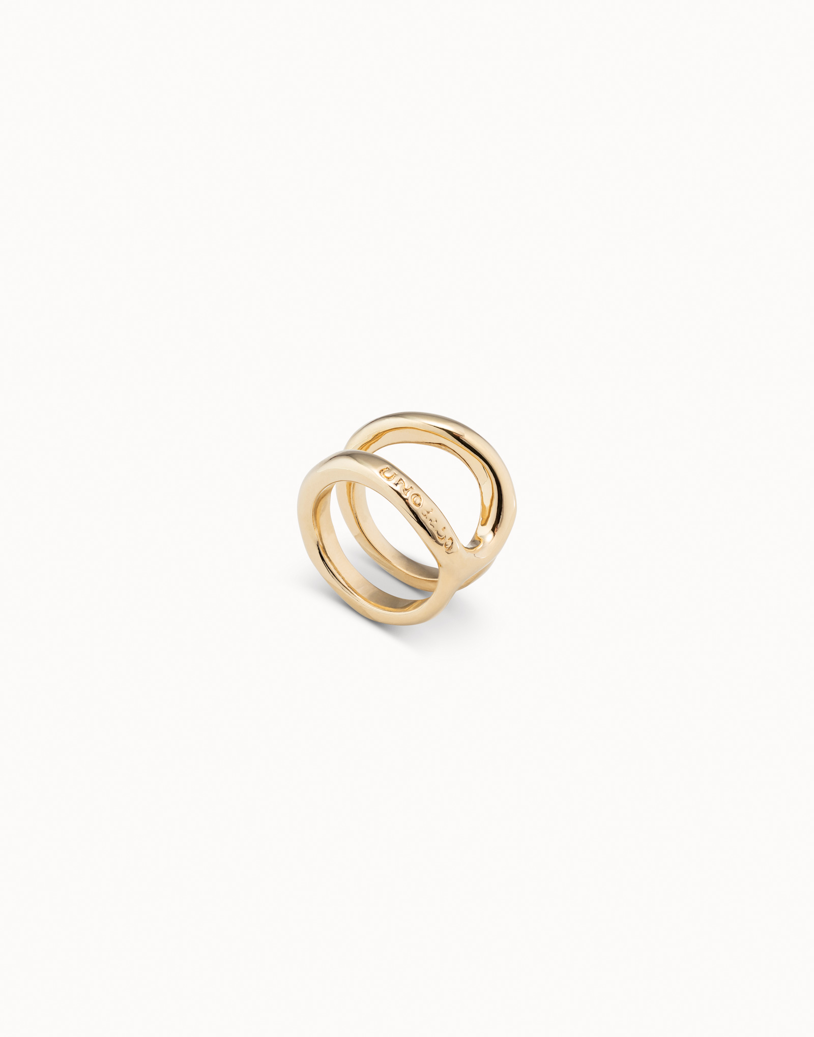 18K gold-plated curvilinear ring, Golden, large image number null