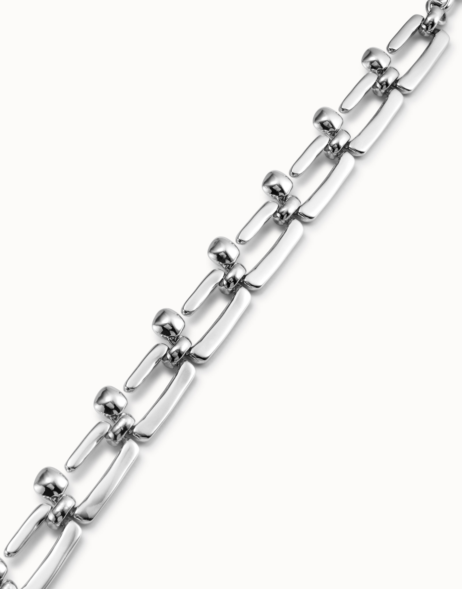 Bracelet plaqué argent avec maillons rectangulaires en forme de clou, Argent, large image number null