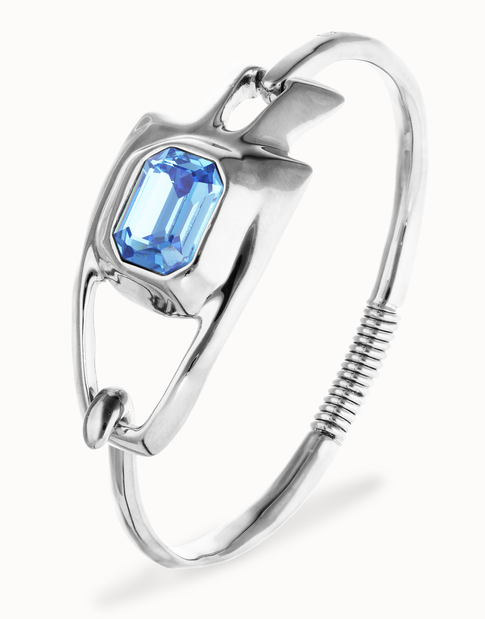 Pulsera semirr&iacute;gida ba&ntilde;ada en plata de ley con cristal facetado azul