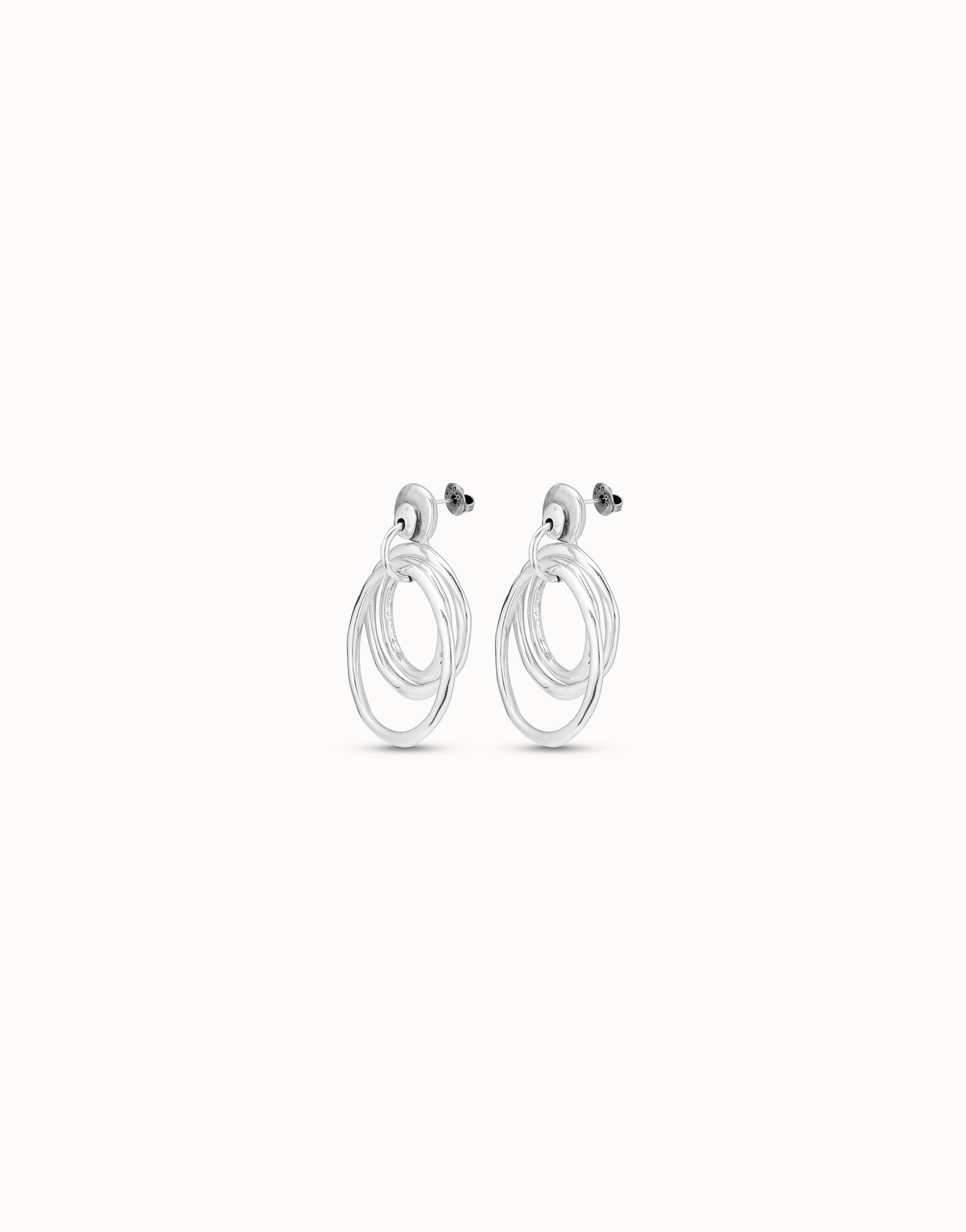 Sterling silver-plated irregular hoop earrings, Silver, large image number null