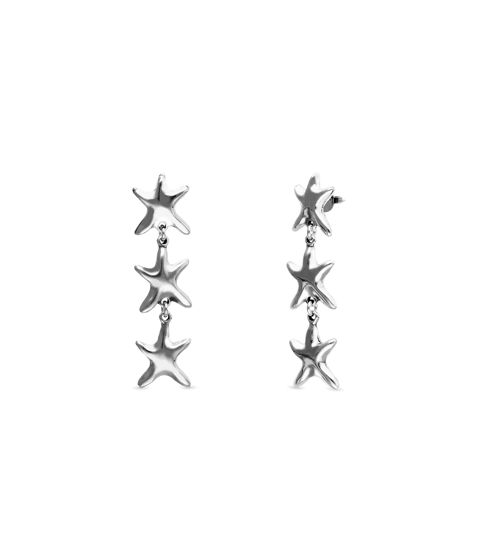 Long earrings with 3 starfishes