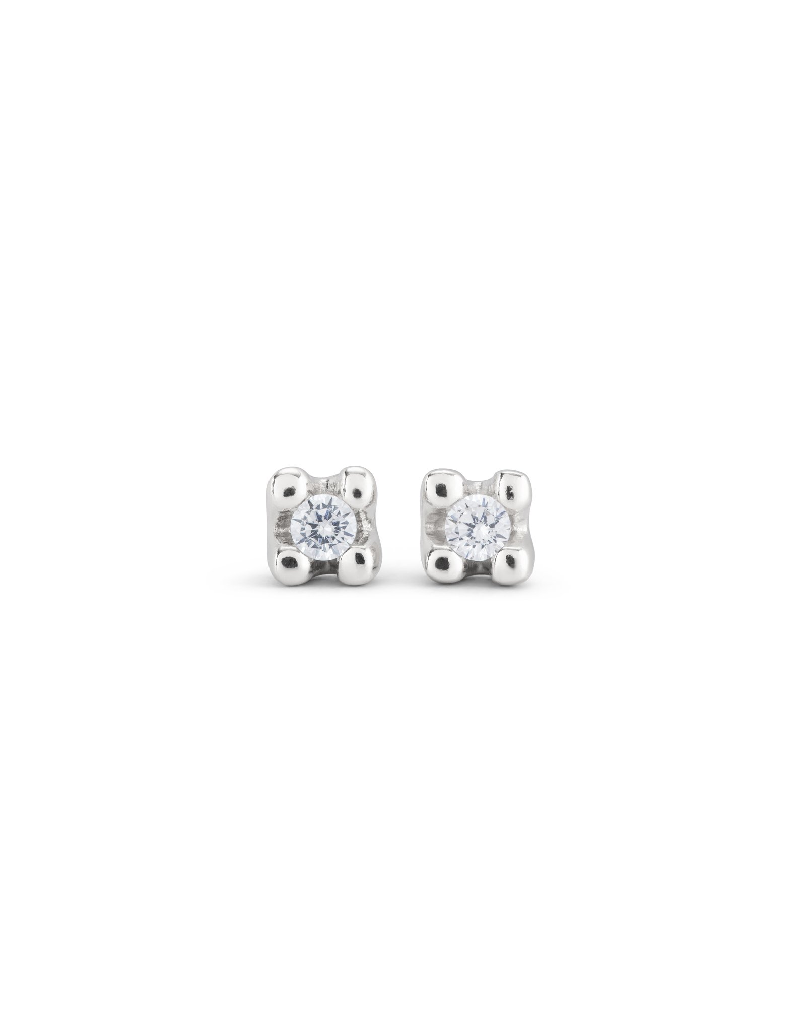 Sterling silver-plated earrings with white cubic zirconia, Silver, large image number null