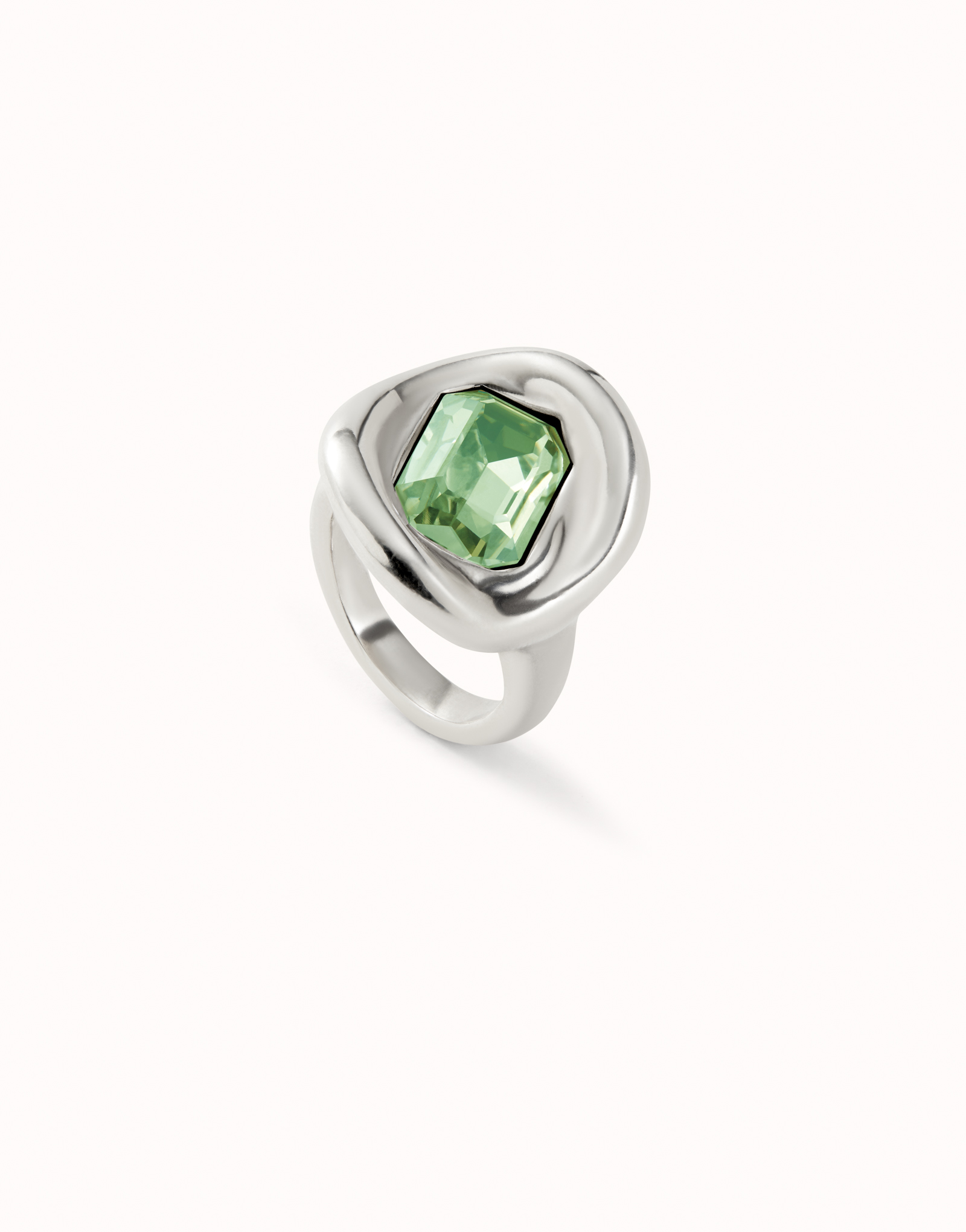 Anillo ba&ntilde;ado en plata de ley con cristal turquesa