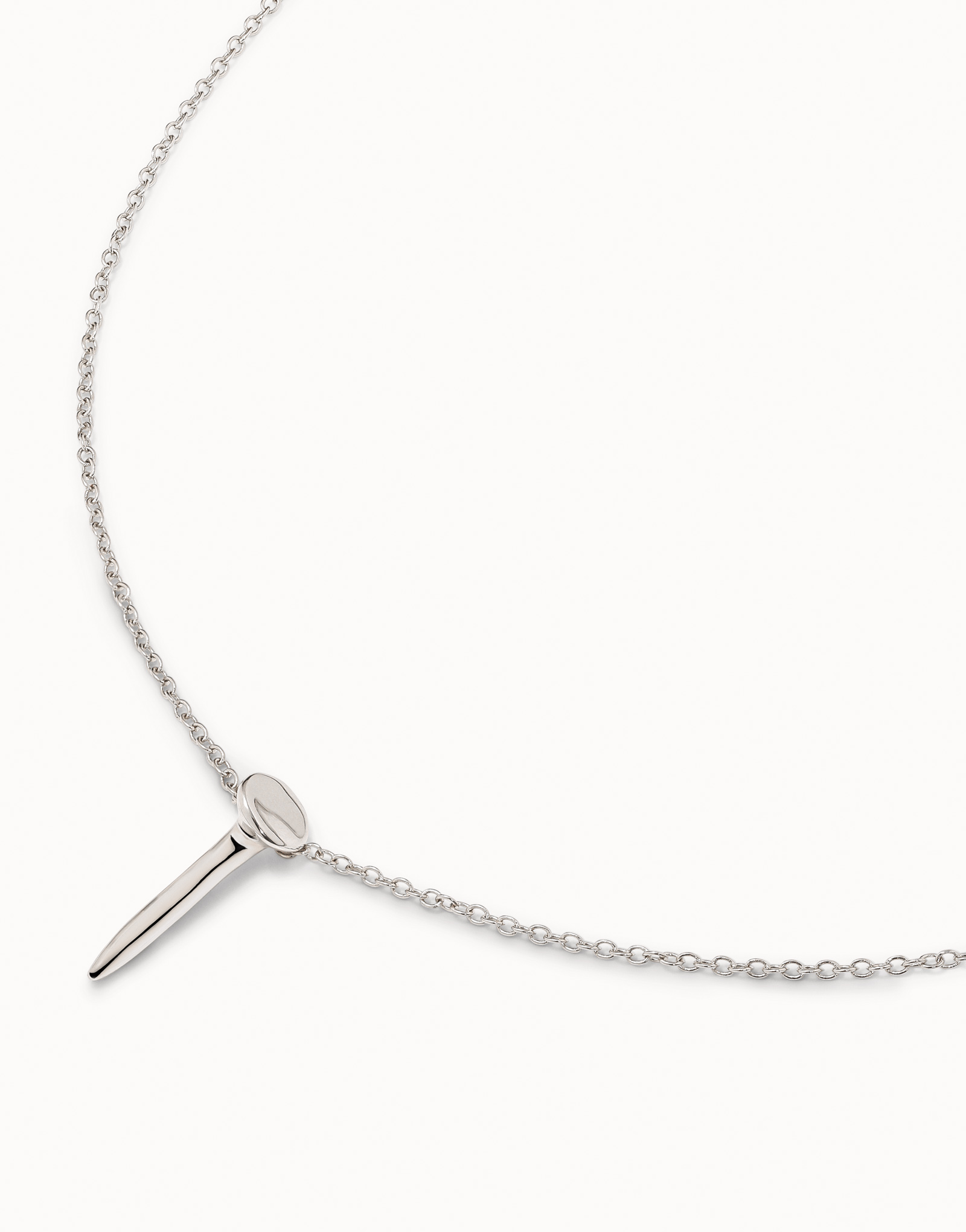 Sterling silver-plated nail shaped necklace, Silver, large image number null