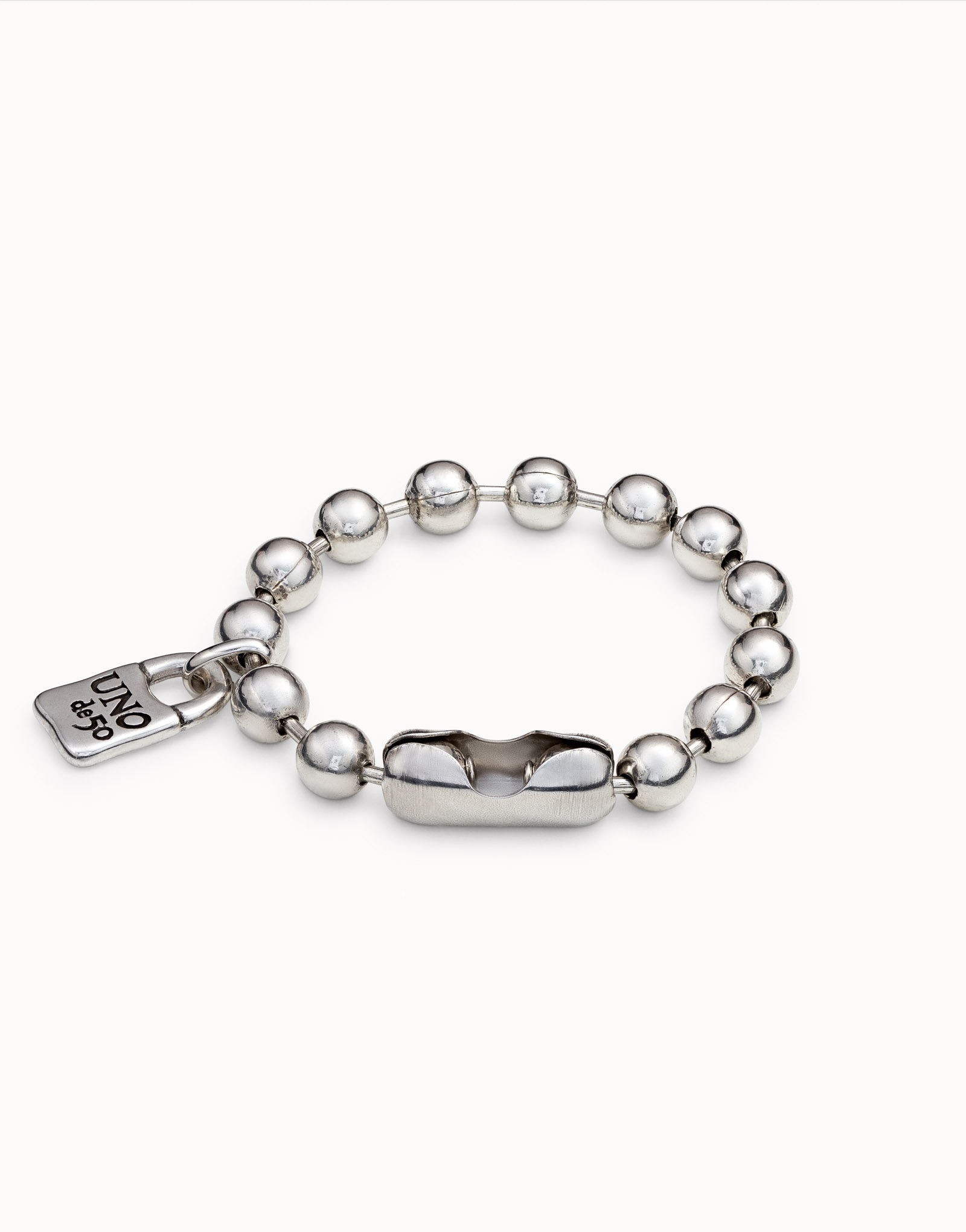 Sterling silver-plated bracelet with beads, Silver, large image number null