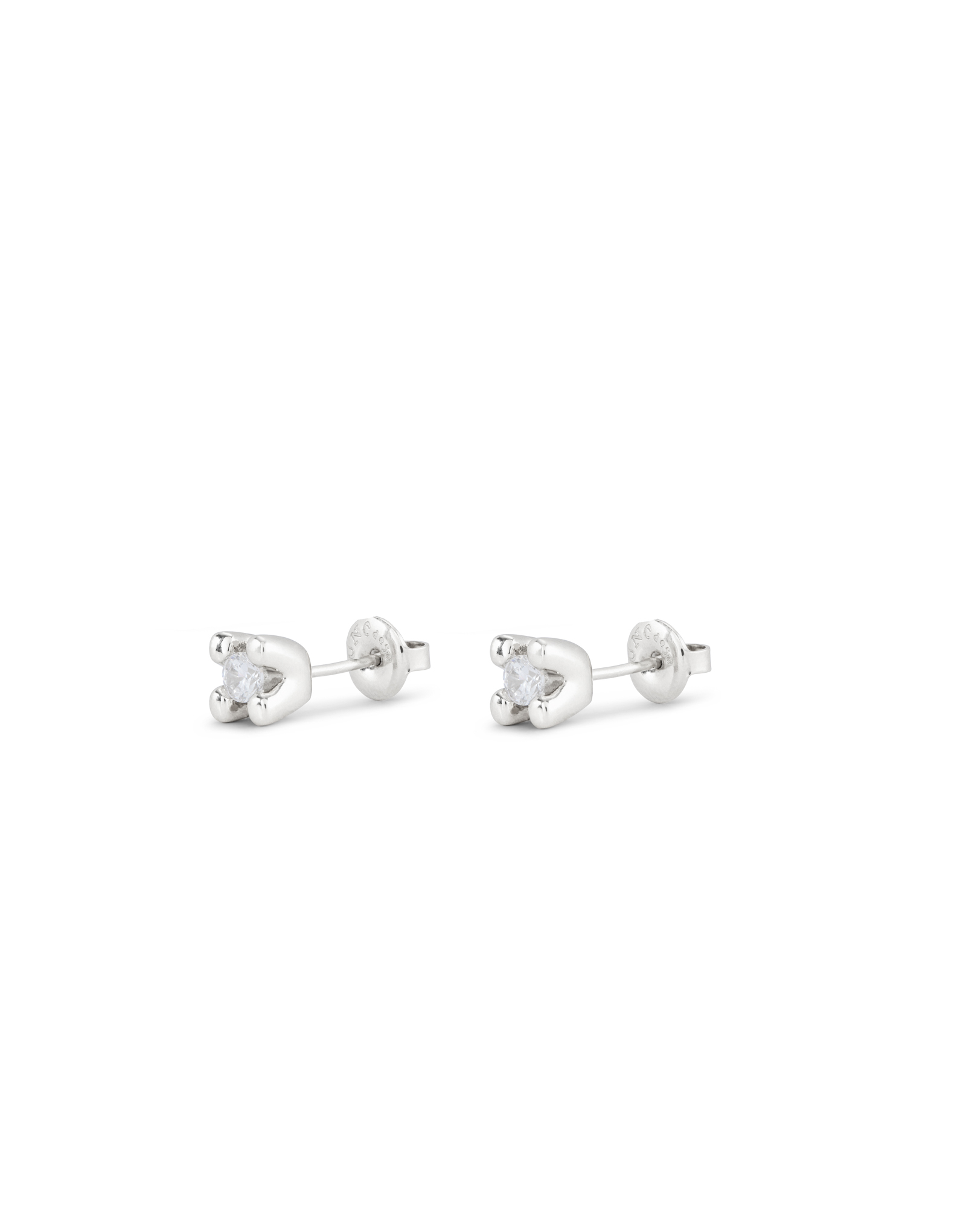 Sterling silver-plated earrings with white cubic zirconia, Silver, large image number null