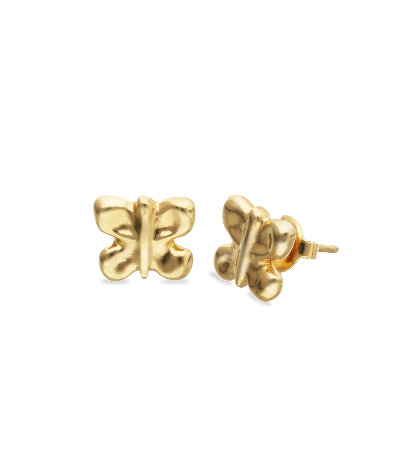 Pendientes peque&ntilde;os con forma de mariposa ba&ntilde;ados en oro 18k