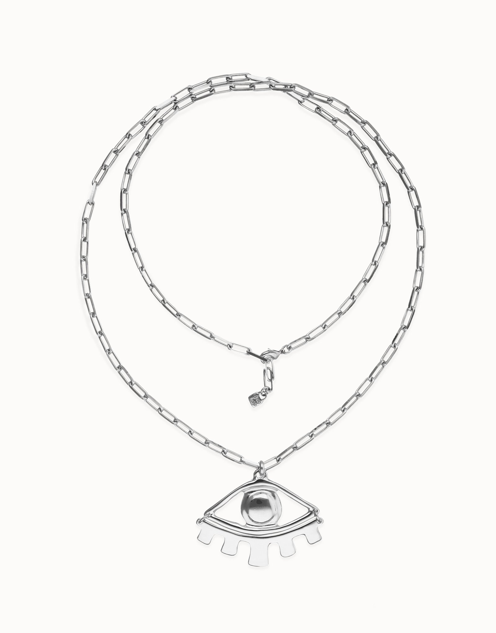 Collar largo bañado en plata de ley con ojo grande, Argent, large thumbnail
